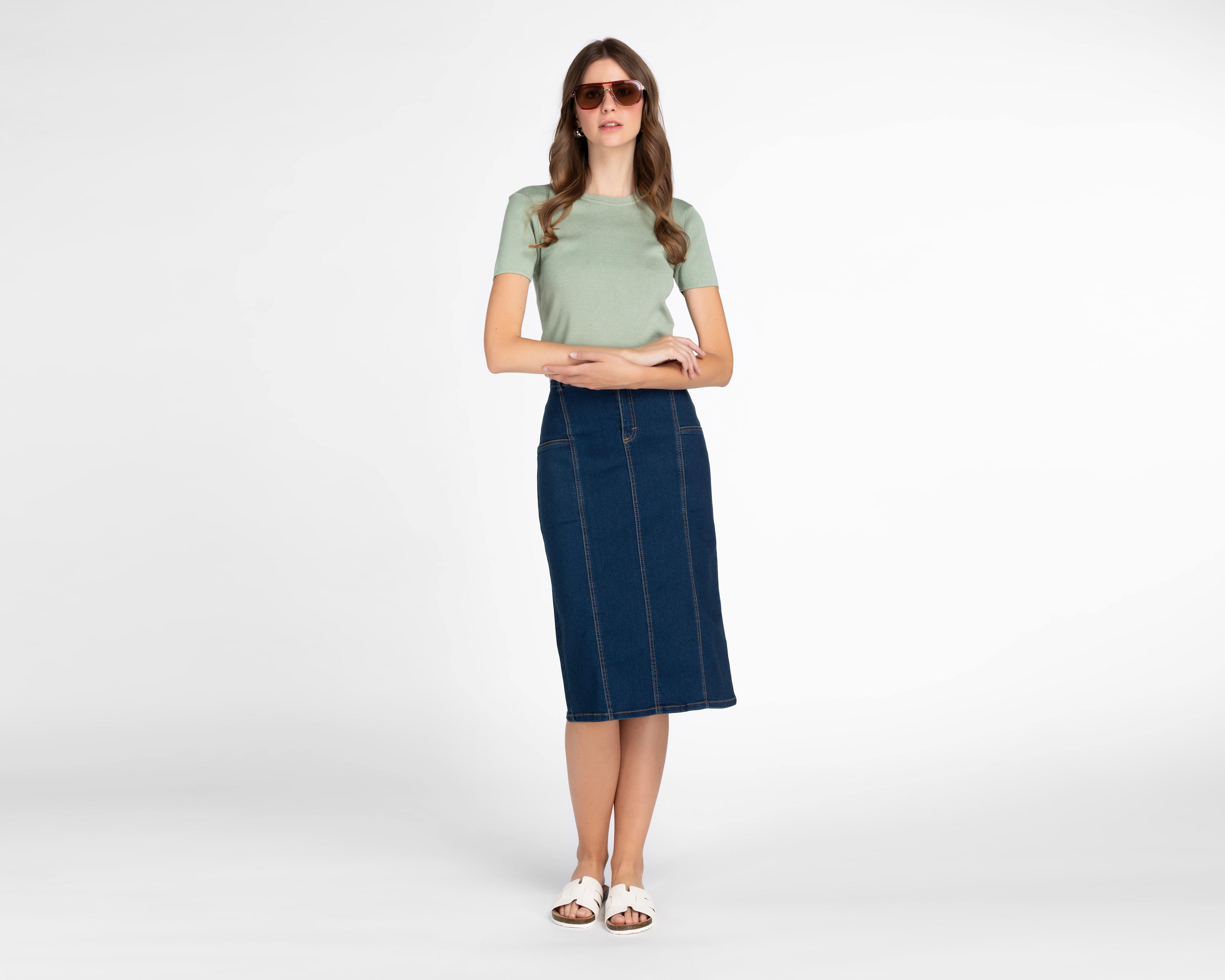 Foto 2 | Falda Midi Sahara de Mezclilla para Mujer
