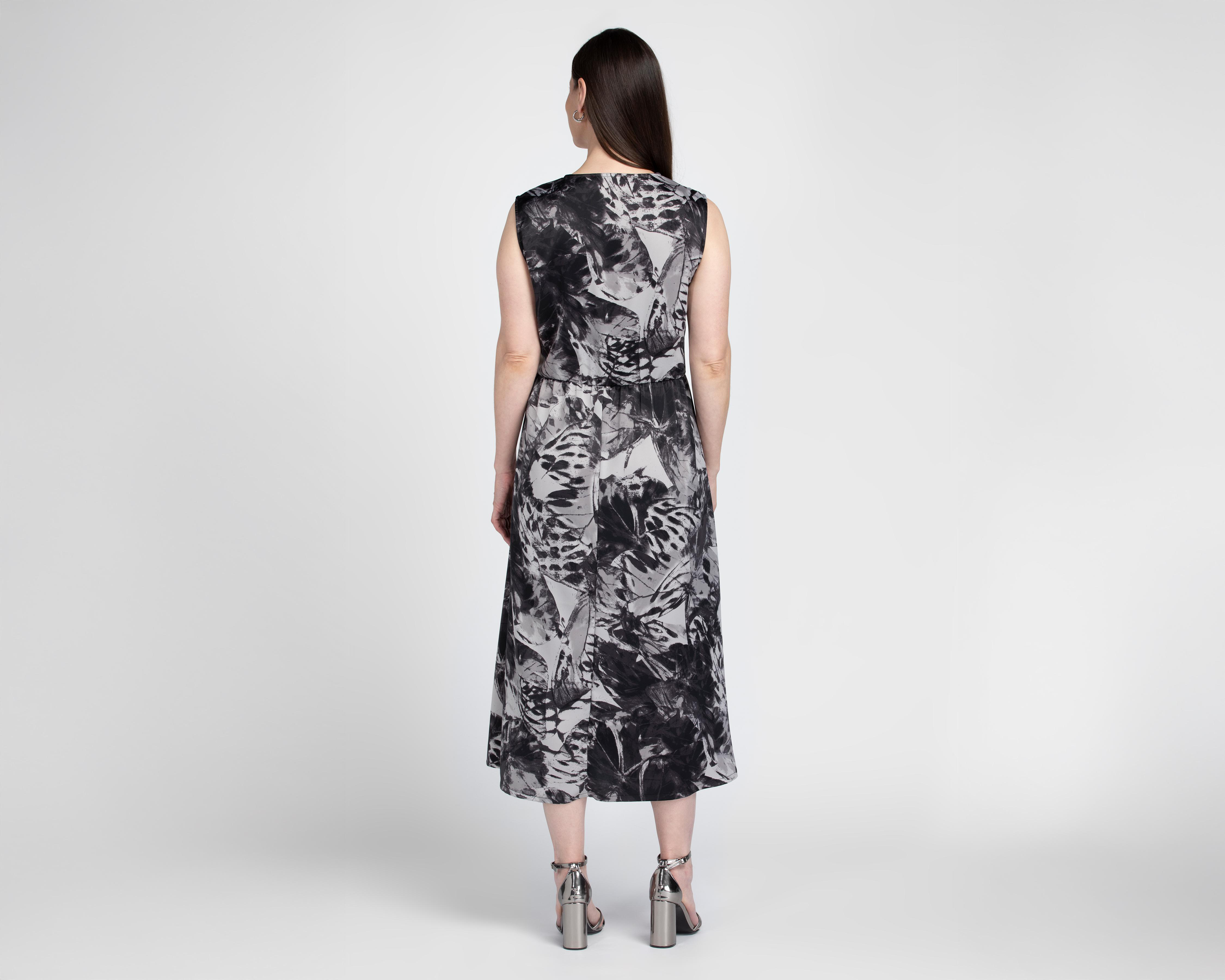 Foto 4 pulgar | Vestido Formal Sahara Midi Negro con Estampado