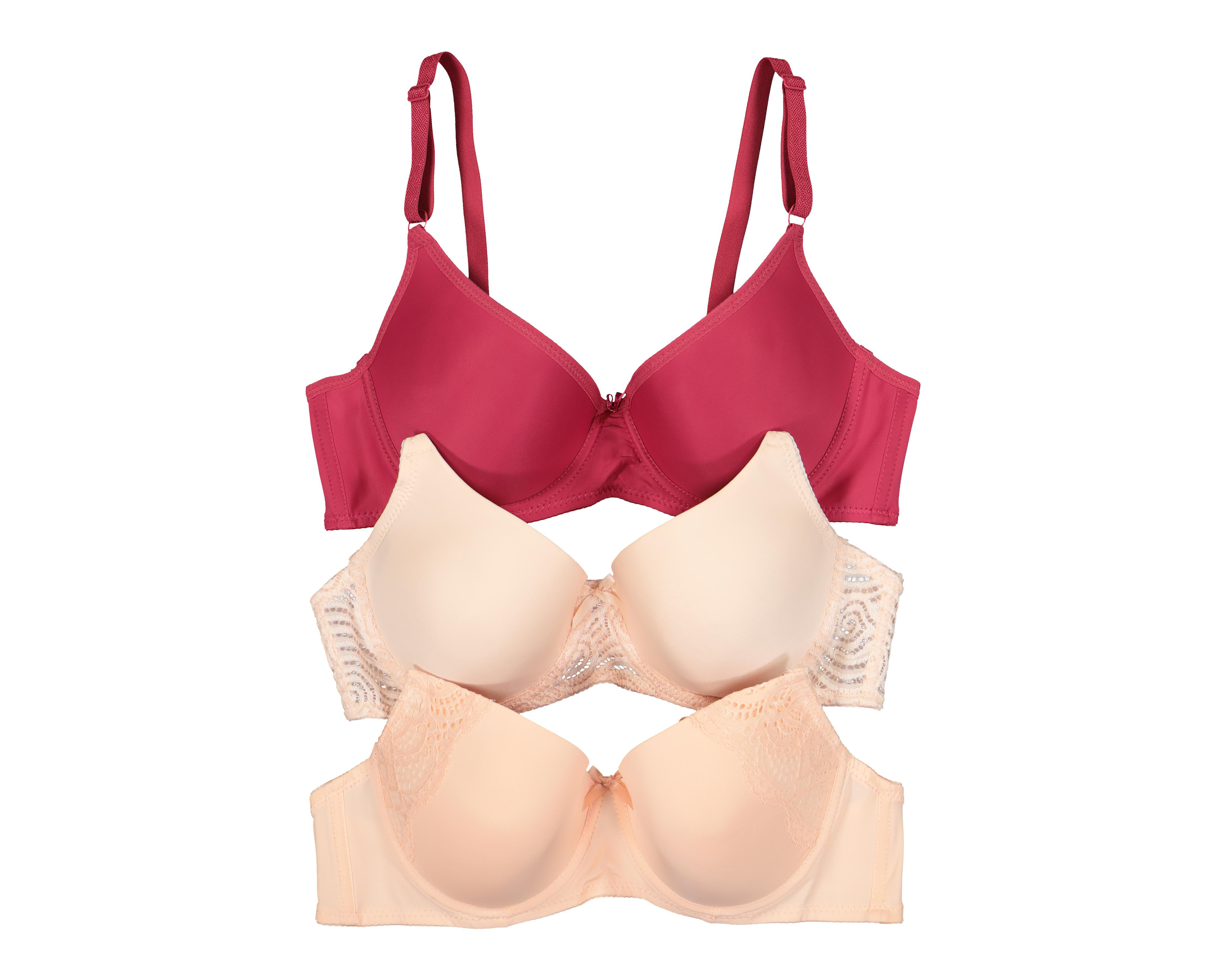 Brasier con Varilla Beauty Secret Media Copa para Mujer 3 Pack
