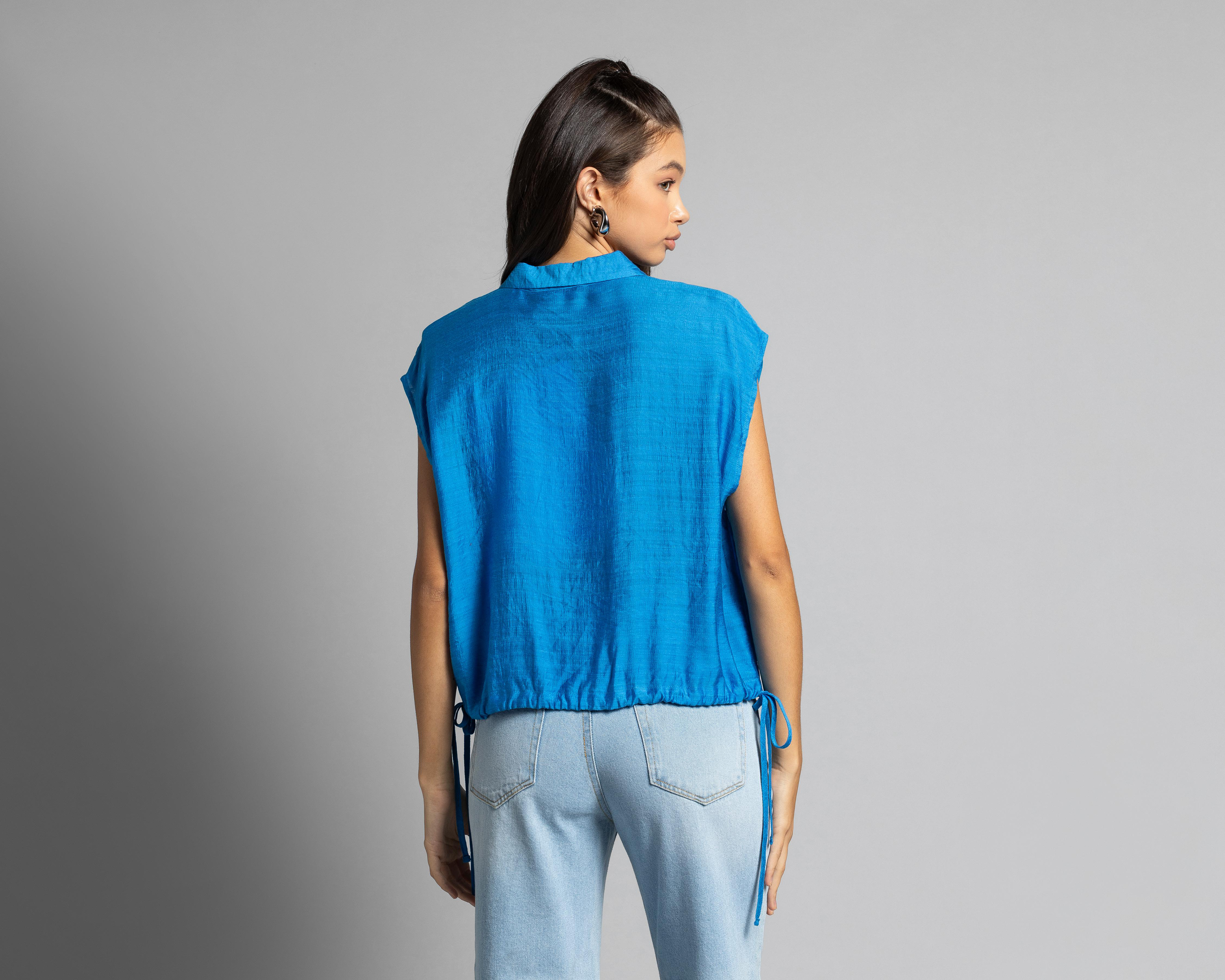 Foto 4 pulgar | Blusa Thinner Manga Corta con Botones