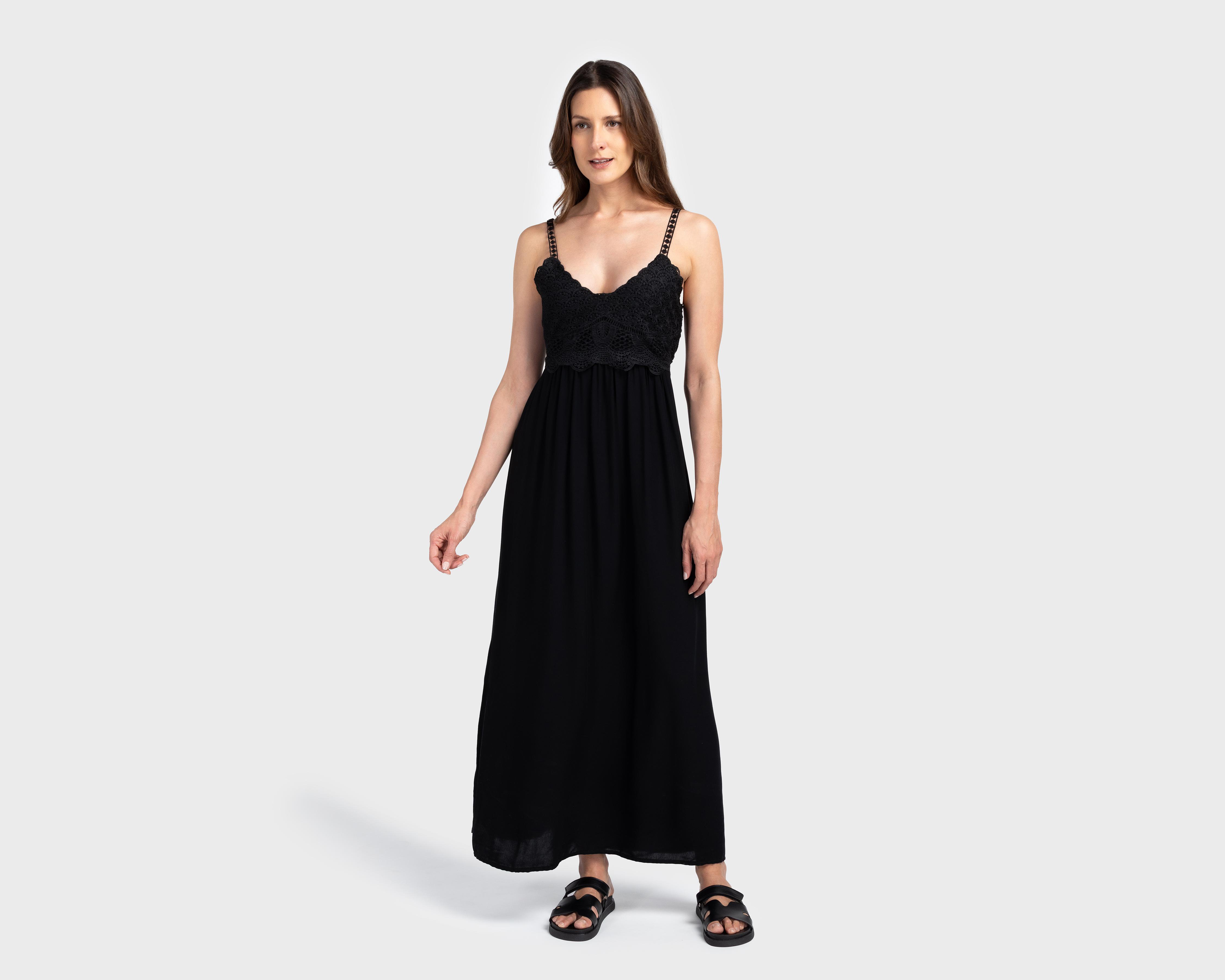 Vestido de Playa Rio Beach Negro con Encaje para Mujer $399