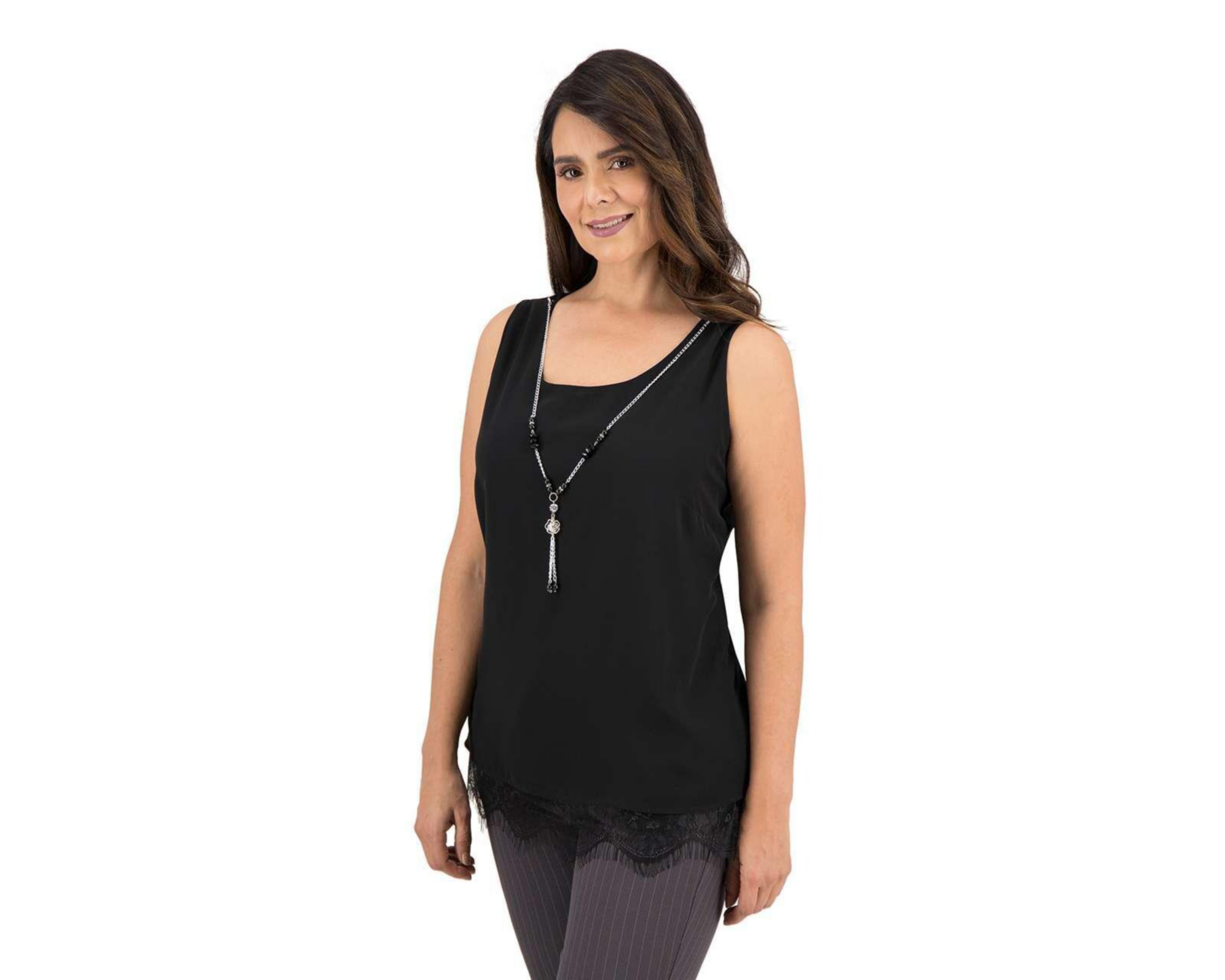blusa negra sin mangas