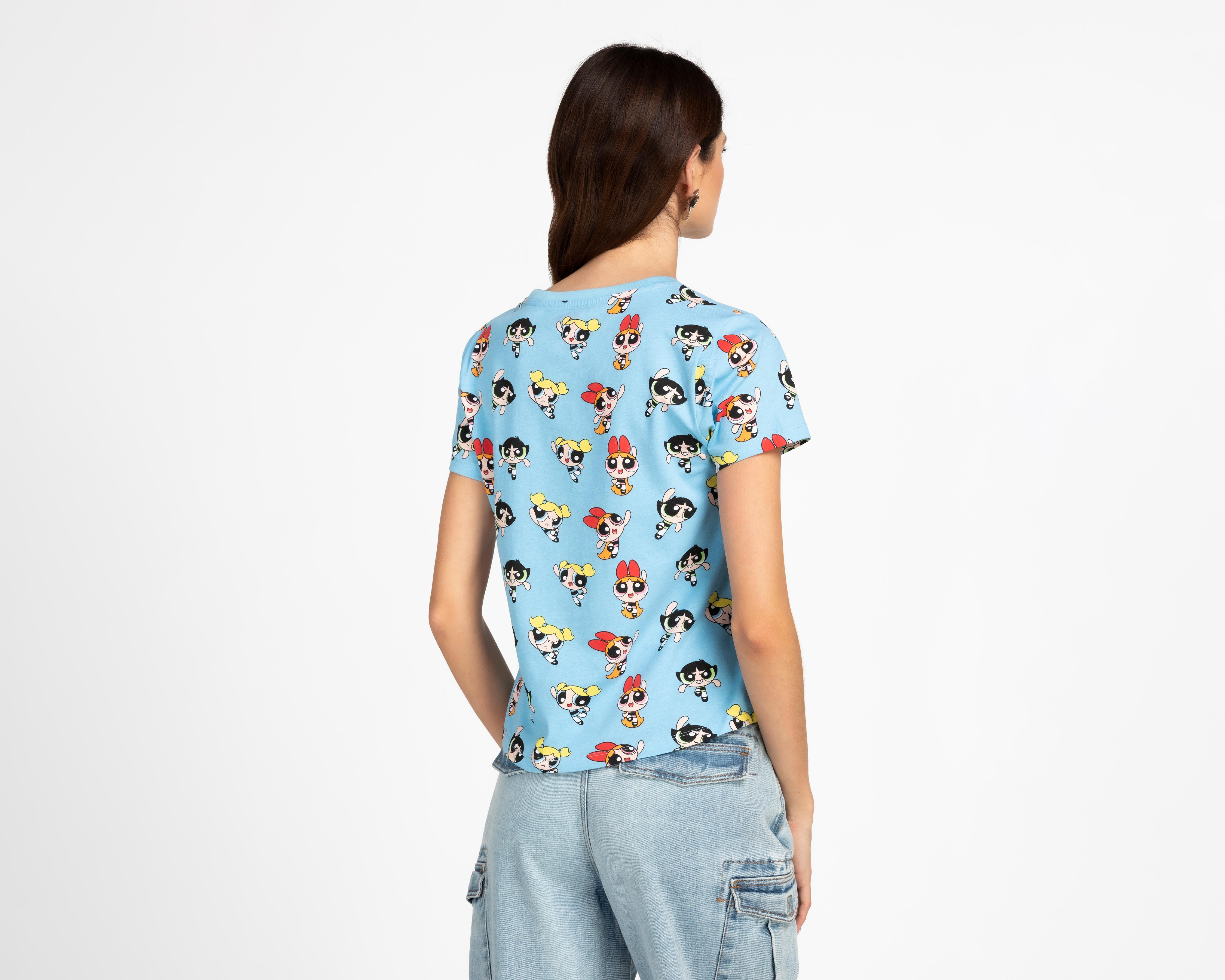 Foto 3 pulgar | Playera The Powerpuff Girls Azul Estampada