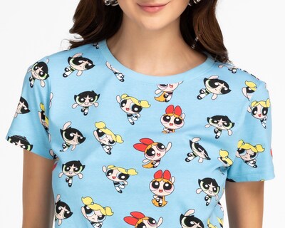 Foto 3 | Playera The Powerpuff Girls Azul Estampada