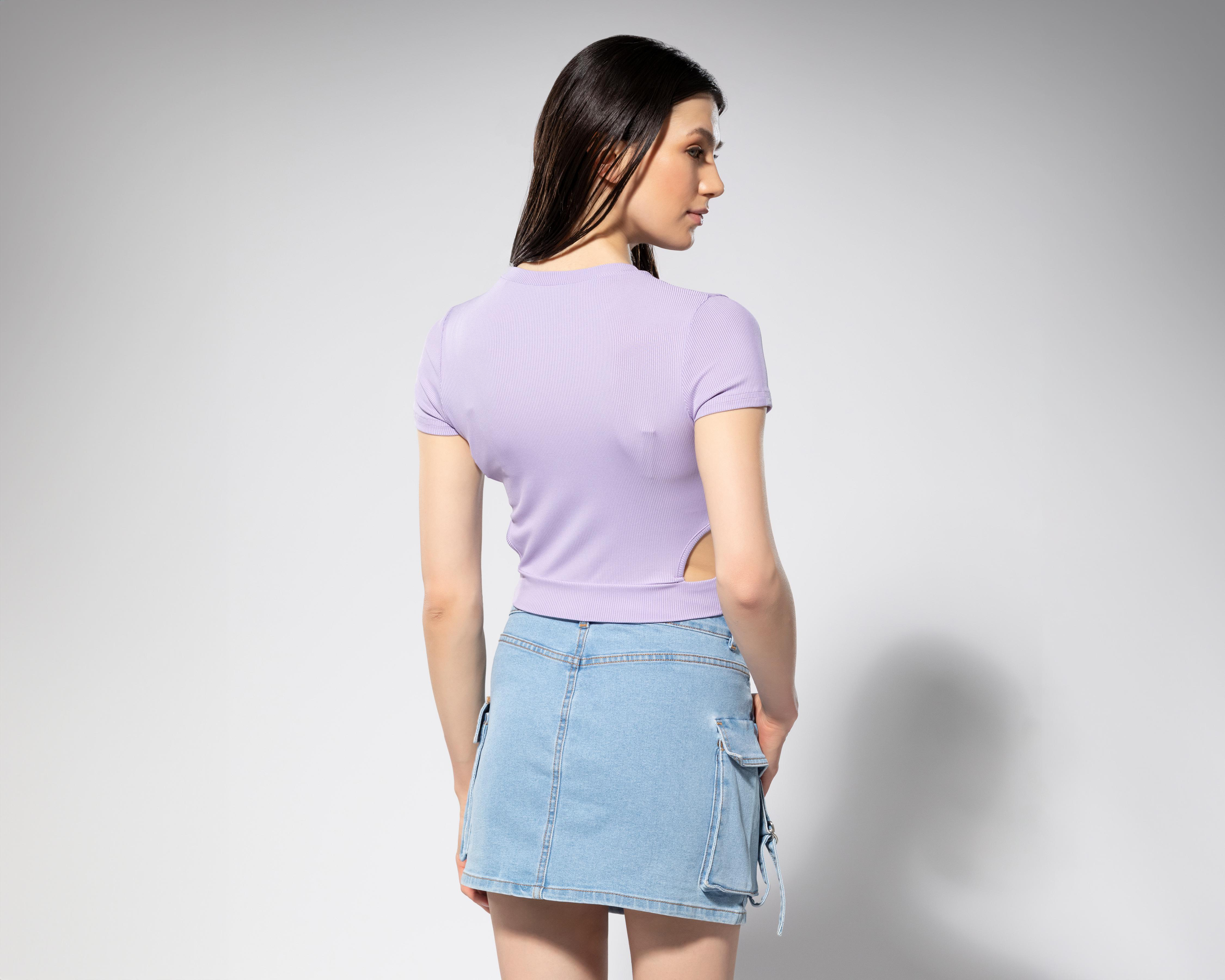 Foto 4 pulgar | Blusa Thinner Manga Corta con Aberturas Laterales