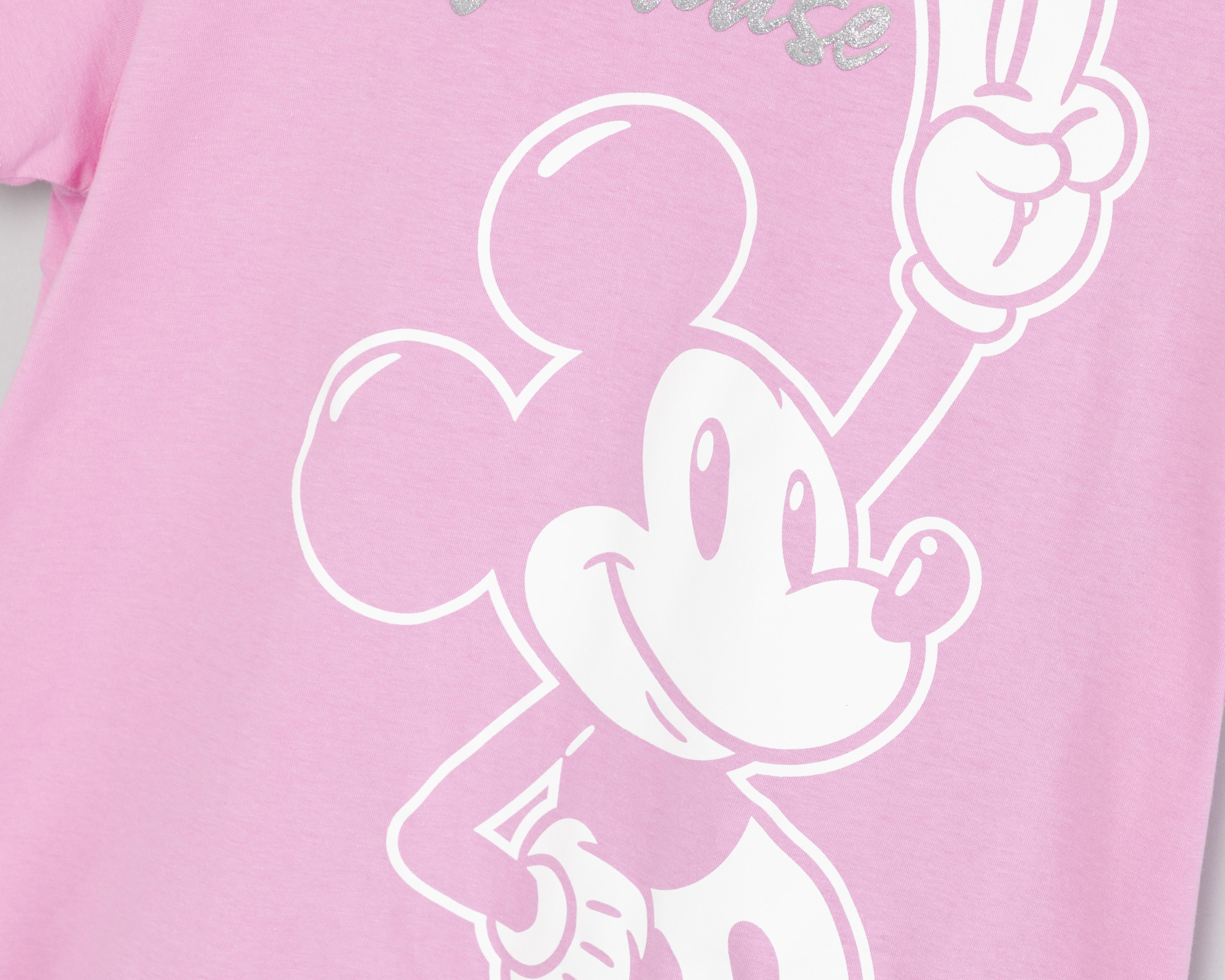 Foto 4 pulgar | Playera Disney Mickey Mouse Manga Corta para Mujer