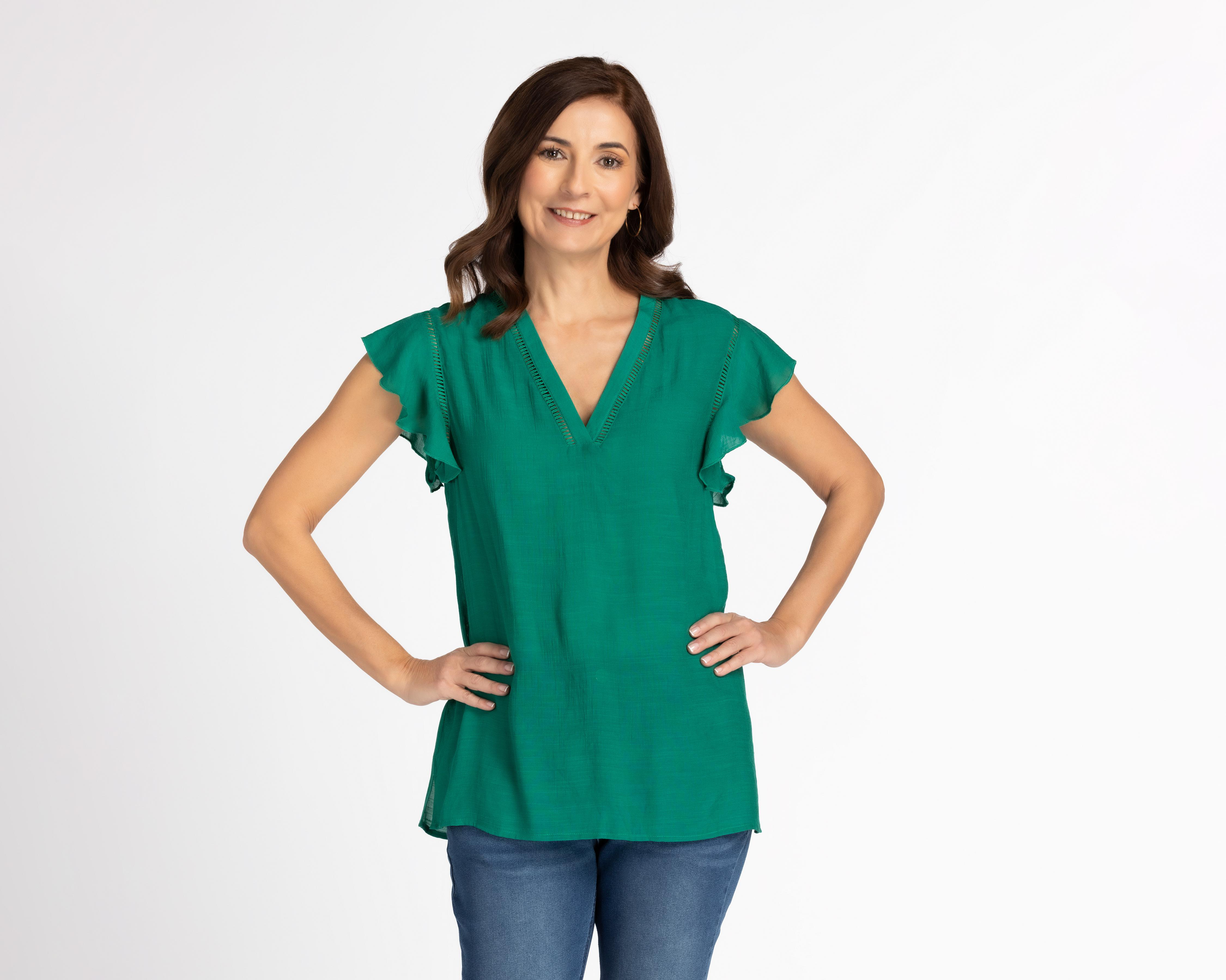 Foto 2 pulgar | Blusa Sahara Manga Corta con Olán