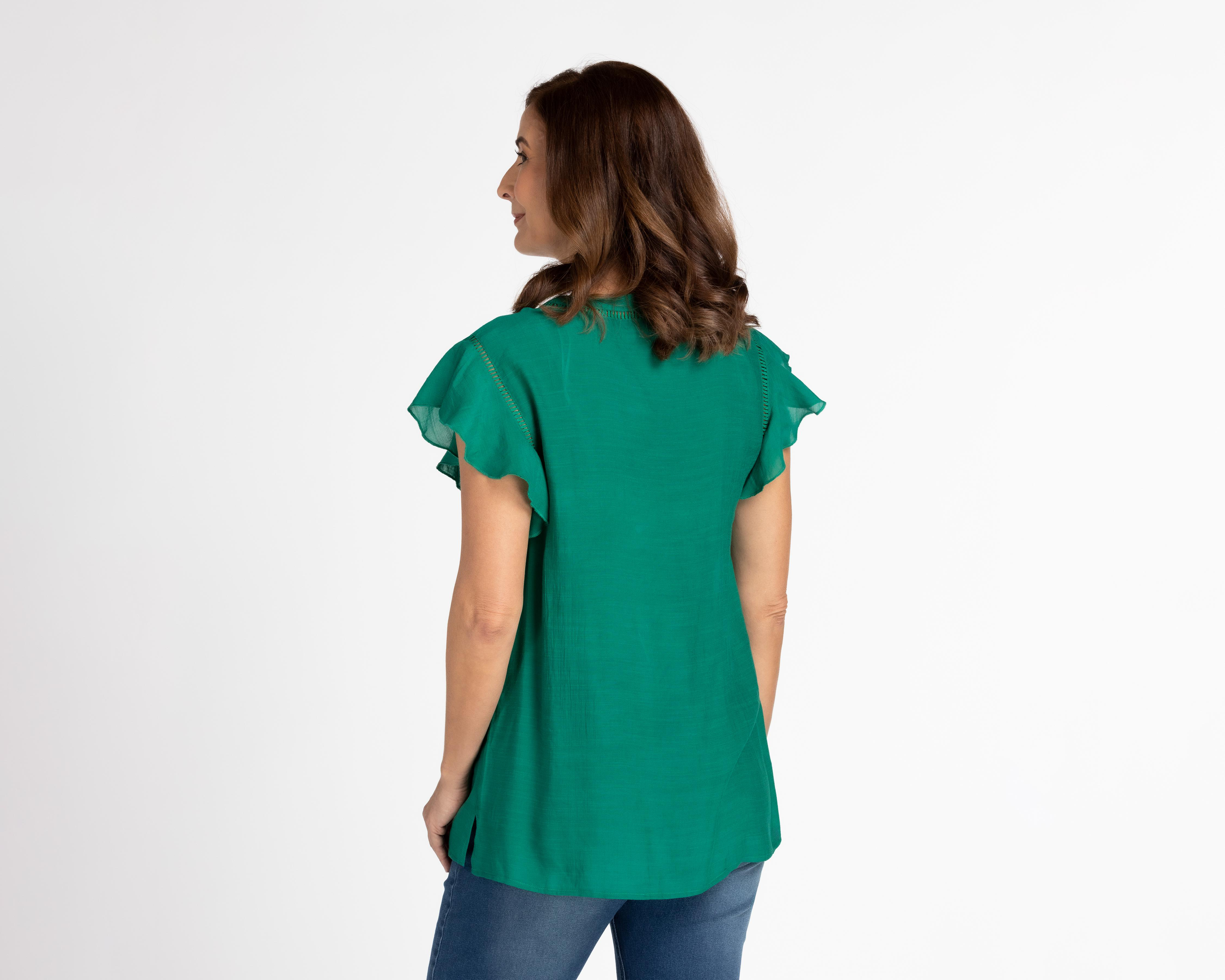 Foto 4 pulgar | Blusa Sahara Manga Corta con Olán