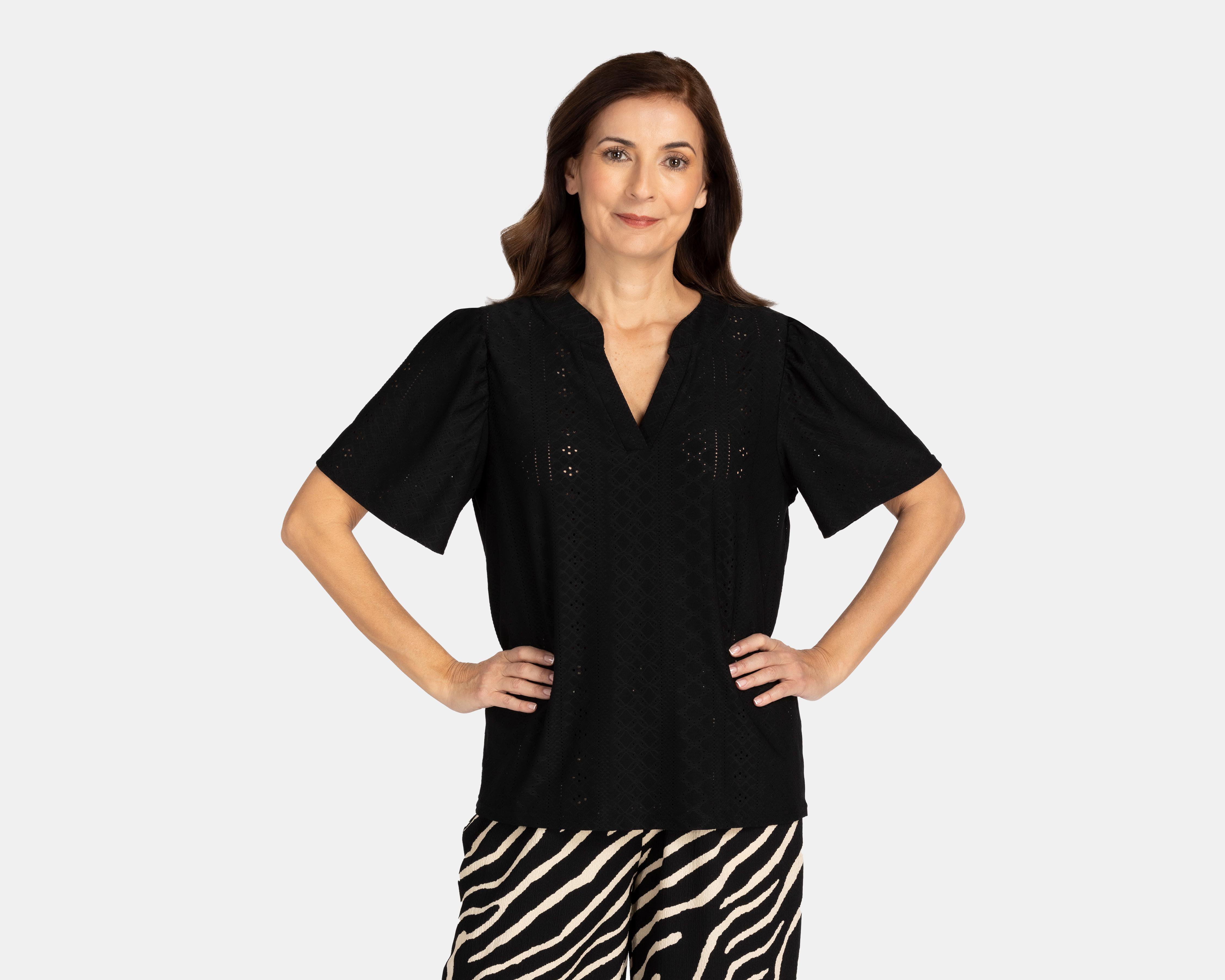 Foto 2 pulgar | Blusa Lady Sun Manga Corta Negra