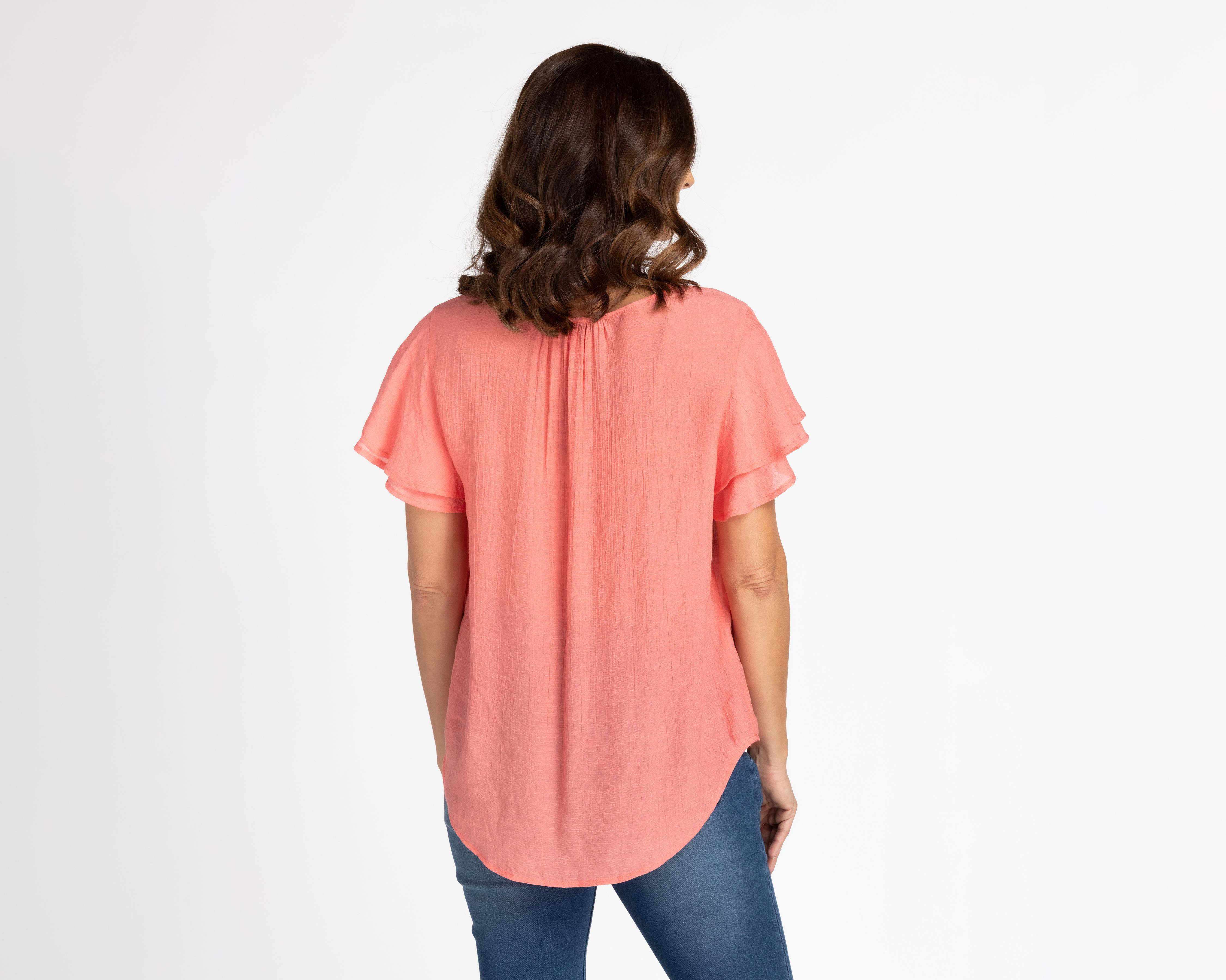 Foto 3 | Blusa Lady Sun Salmón Manga Corta