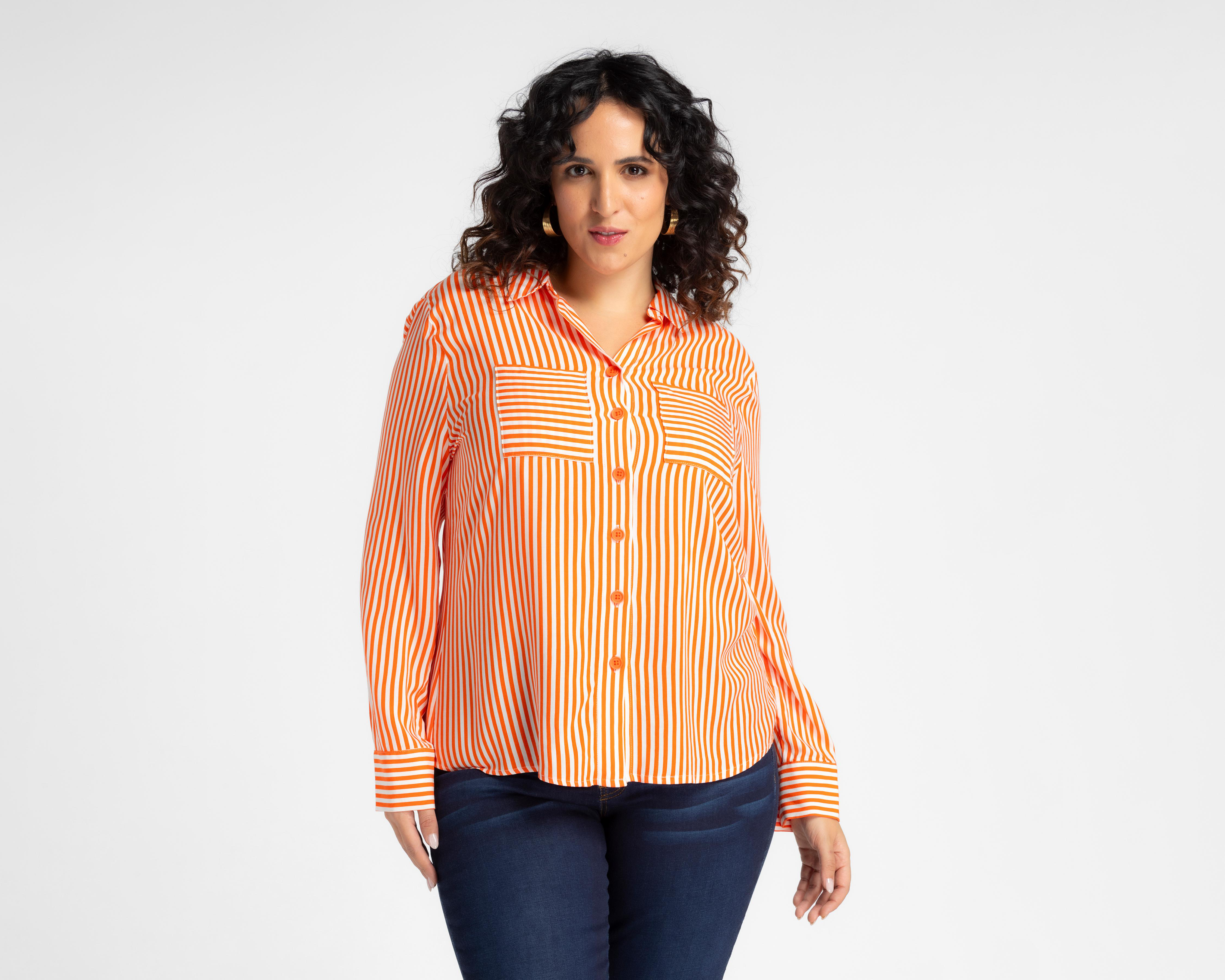 Blusa Lady Sun Manga Larga de Rayas