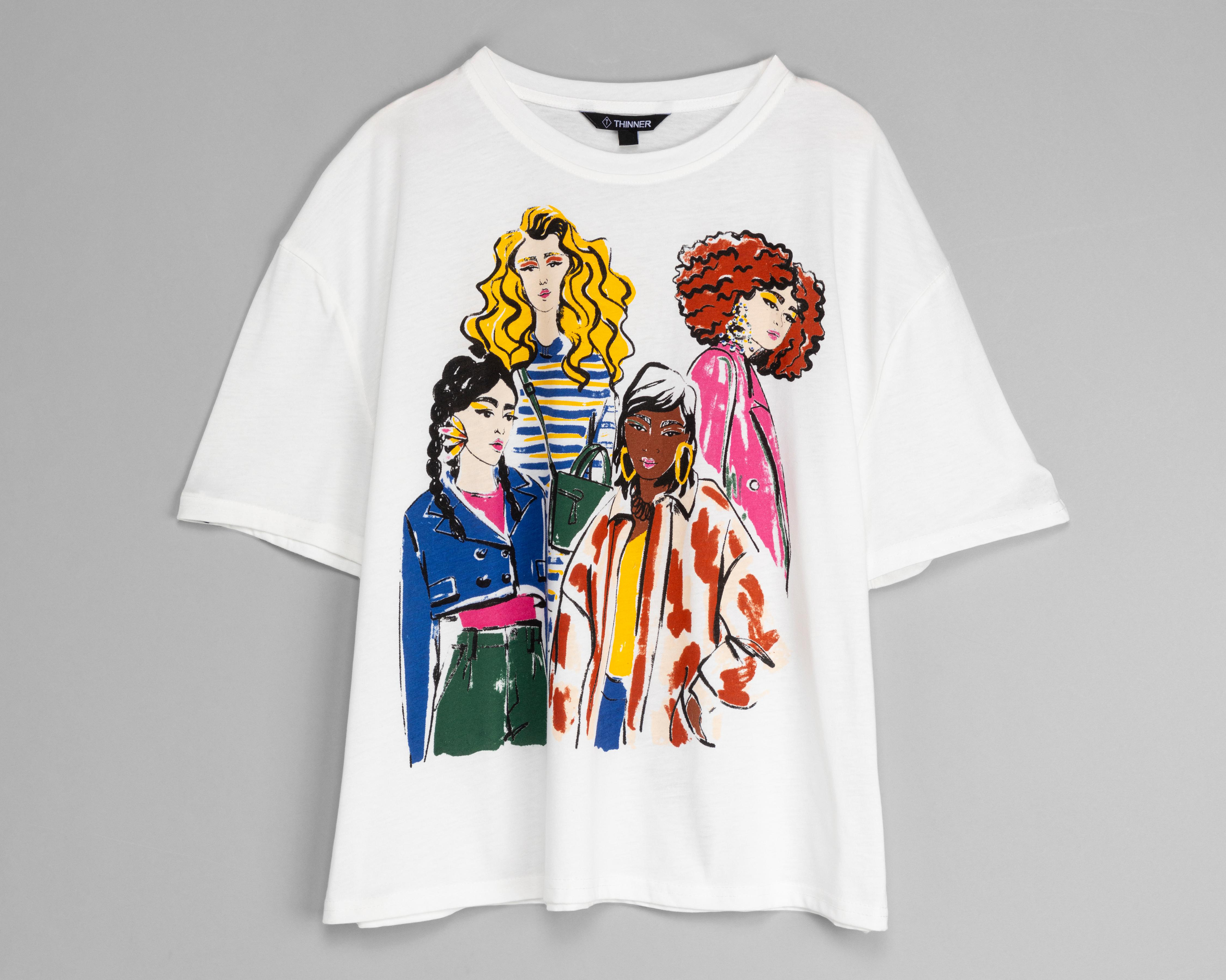 Playera Thinner Manga Corta Estampada