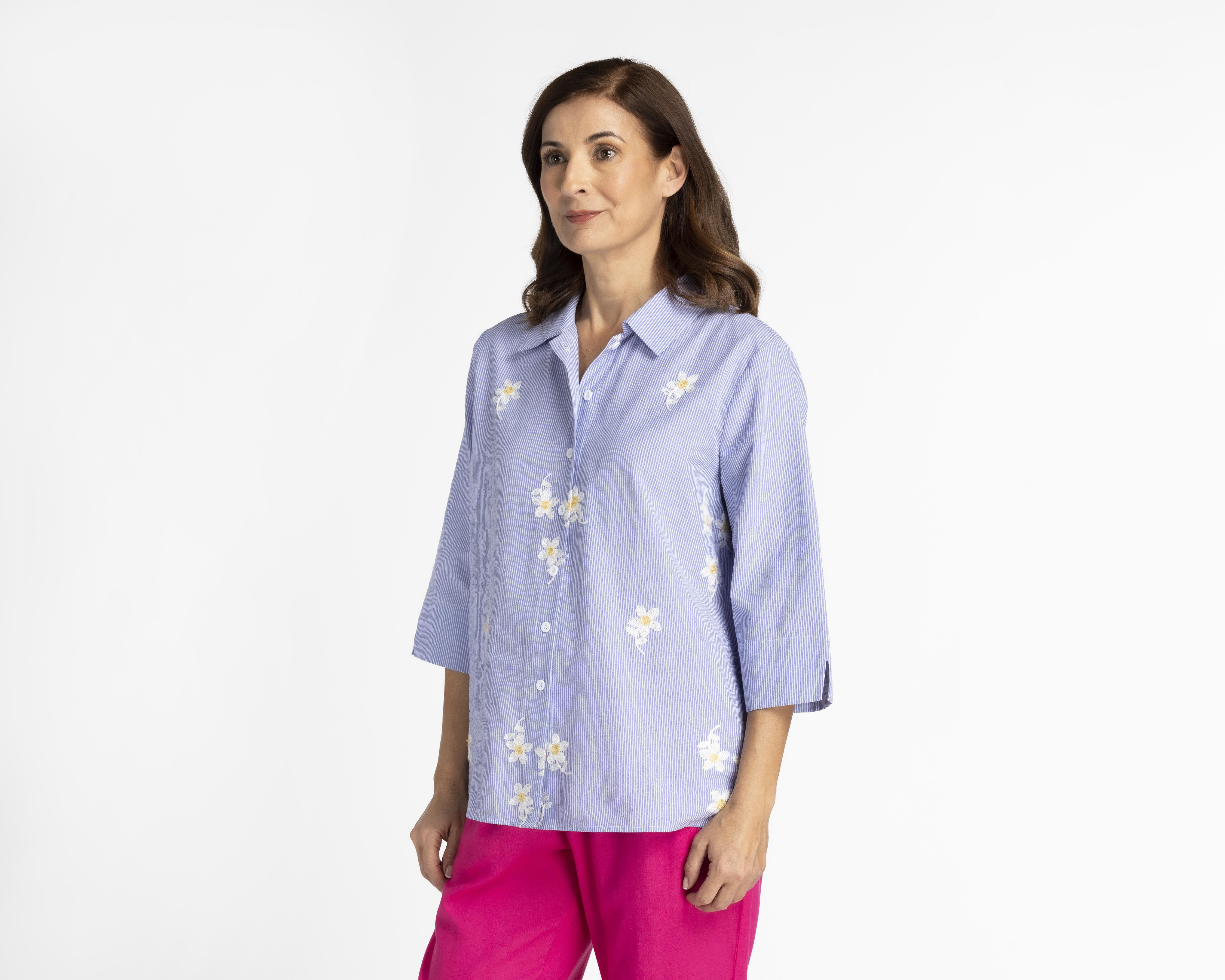Blusa Lady Sun Manga 3/4 con Estampado de Flores
