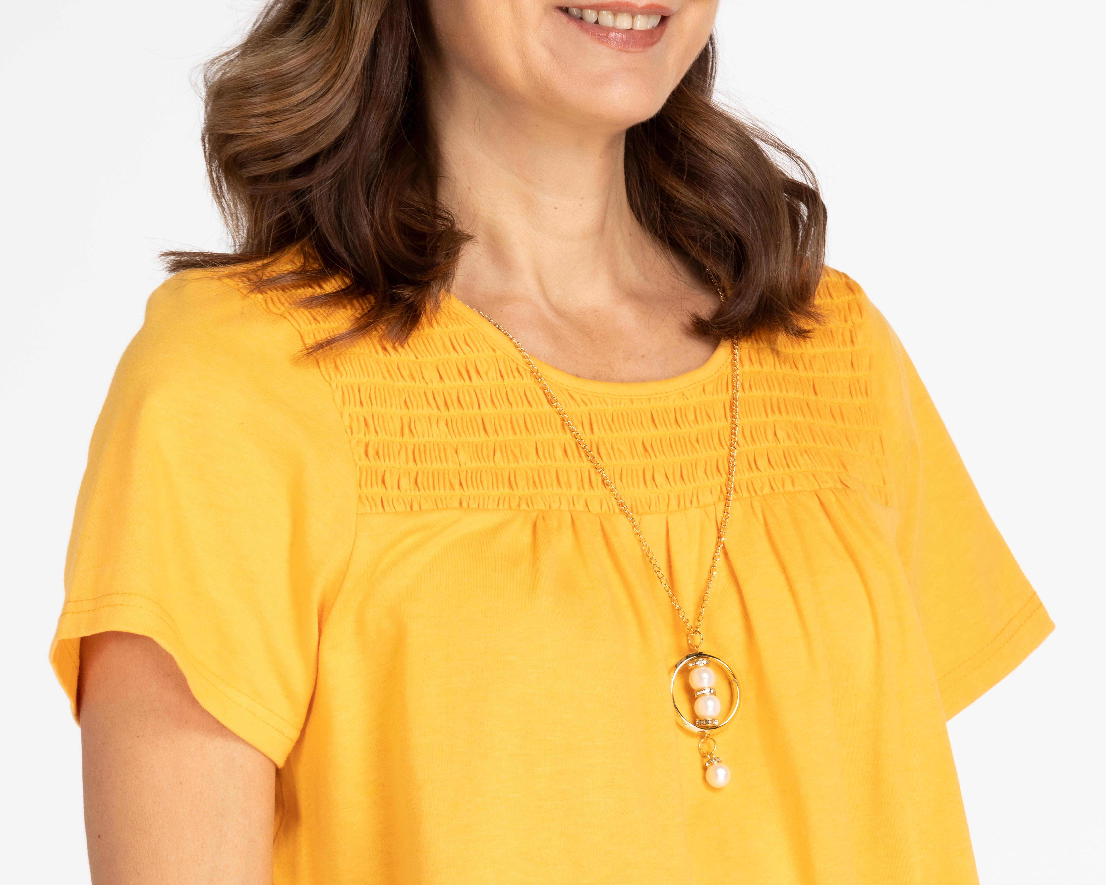 Foto 5 pulgar | Blusa Lady Sun Manga Corta Amarilla