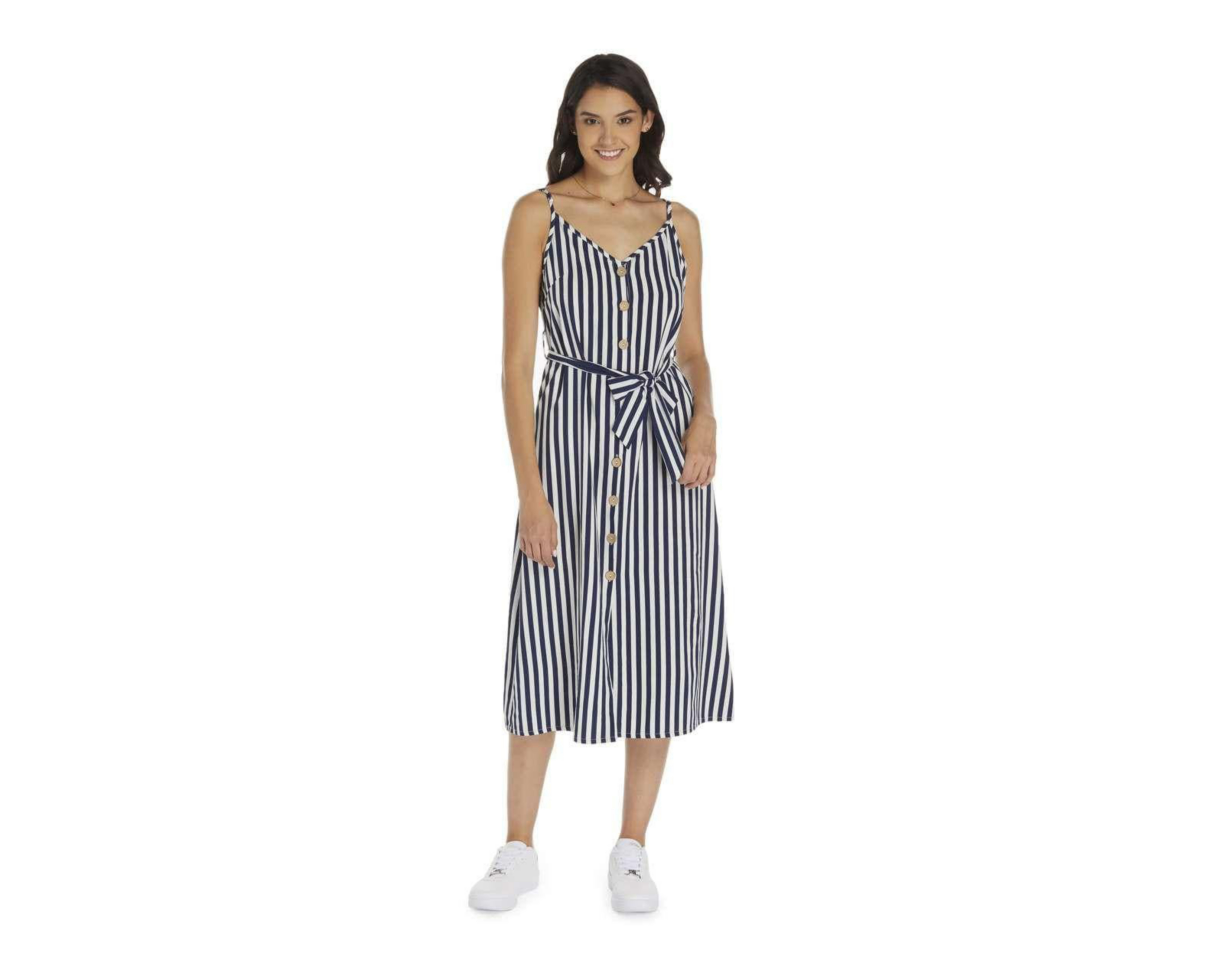 Foto 2 | Vestido Refill Casual a Rayas de Tirantes con Cinto