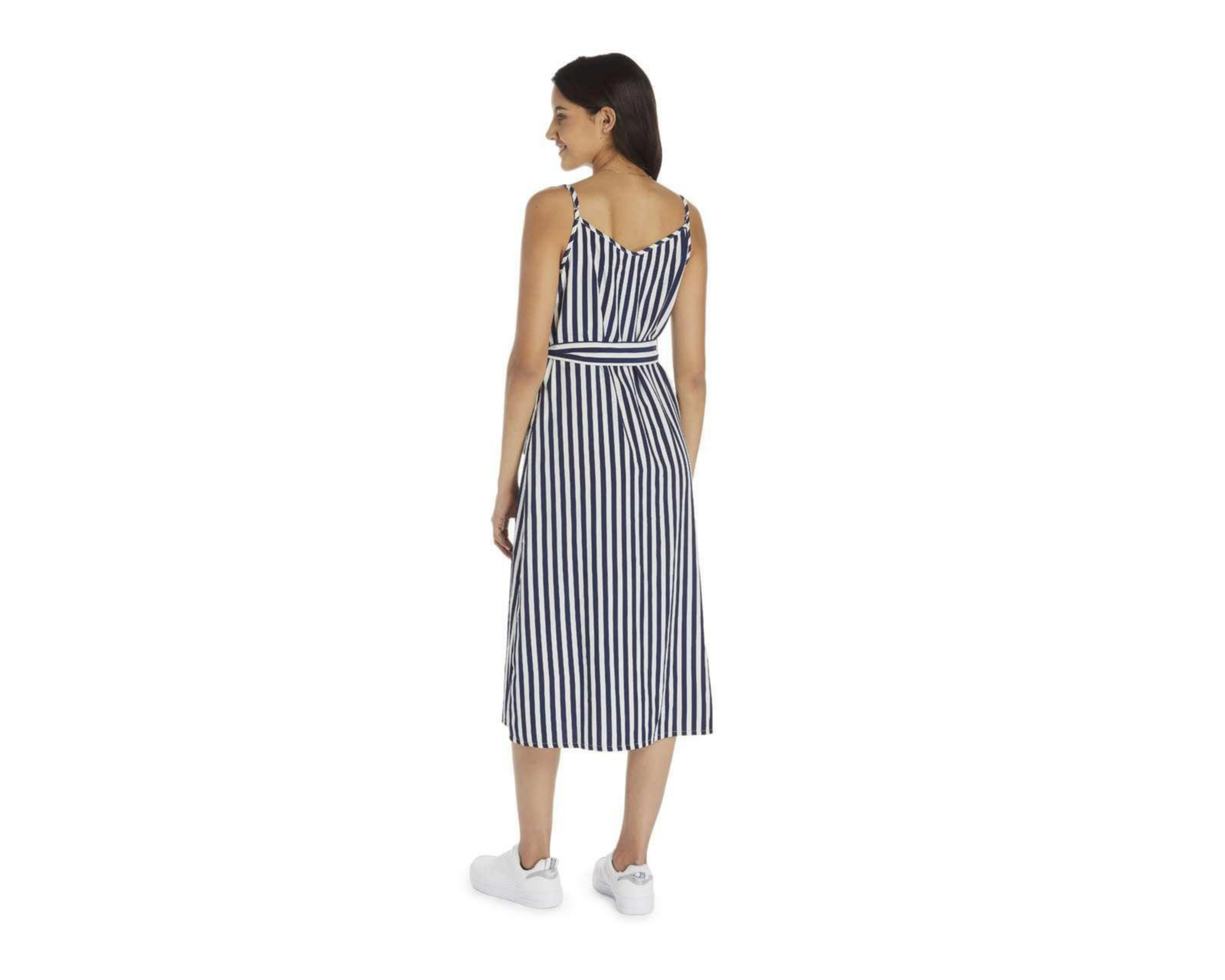 Foto 4 pulgar | Vestido Refill Casual a Rayas de Tirantes con Cinto