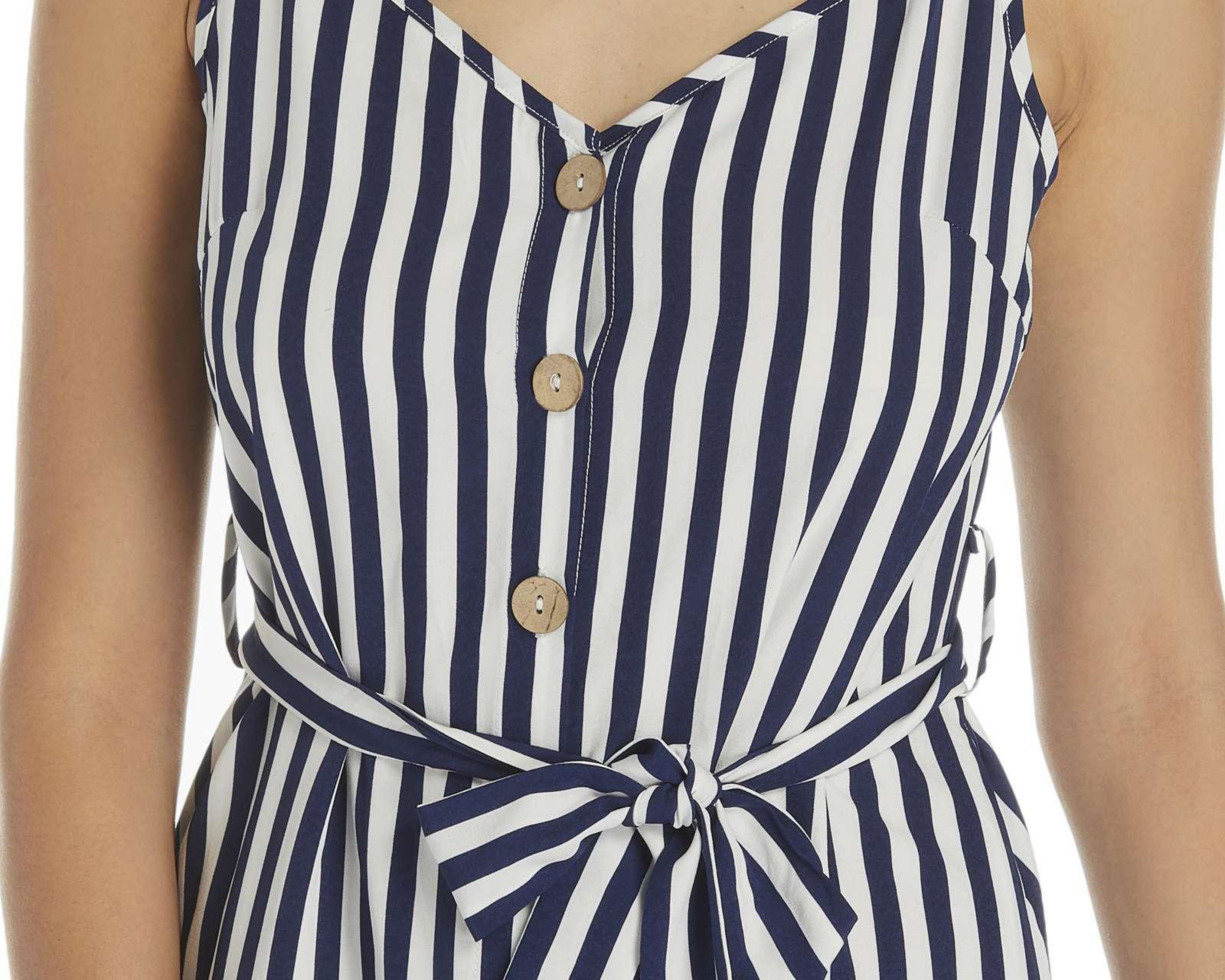 Foto 5 pulgar | Vestido Refill Casual a Rayas de Tirantes con Cinto