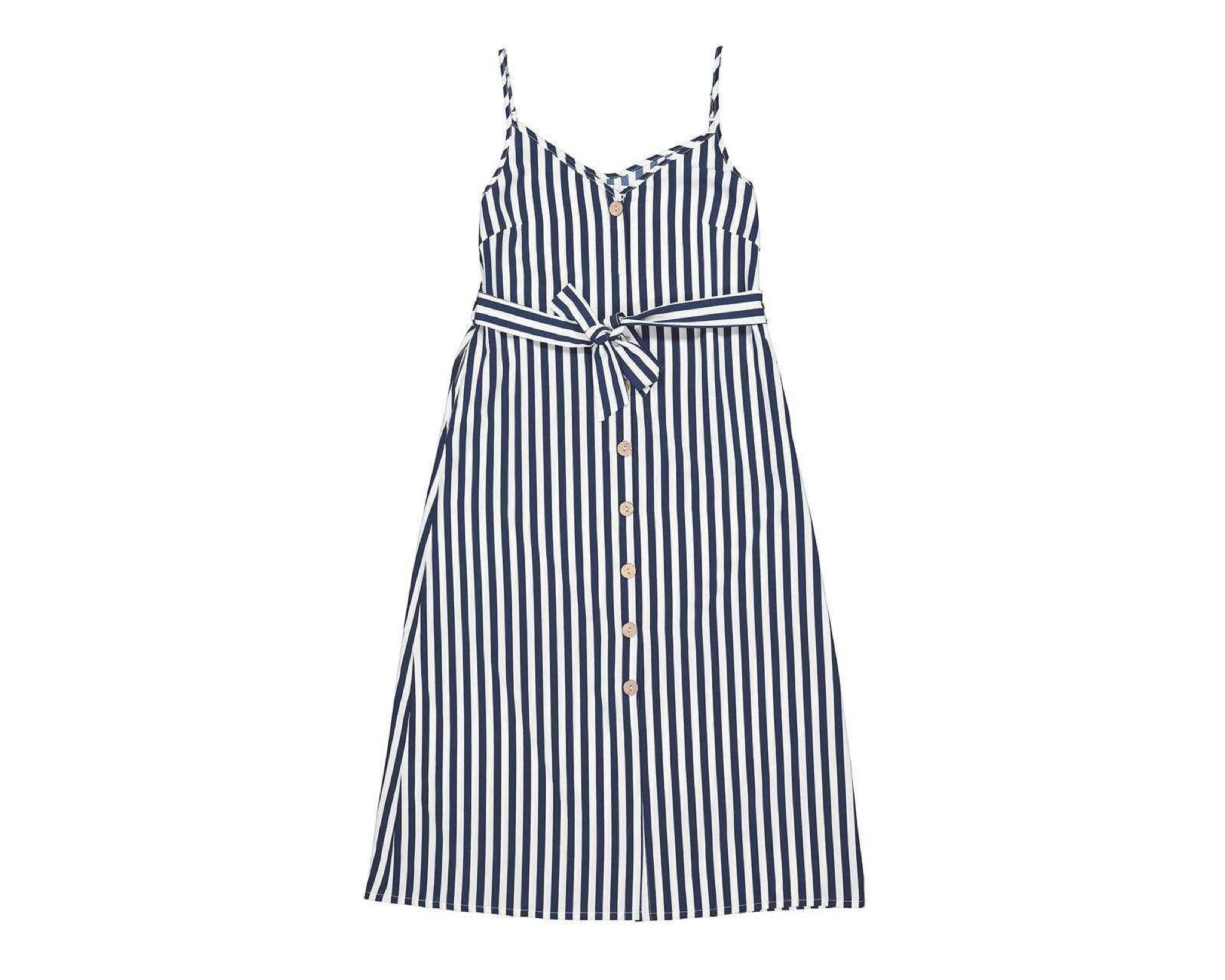 Foto 6 pulgar | Vestido Refill Casual a Rayas de Tirantes con Cinto