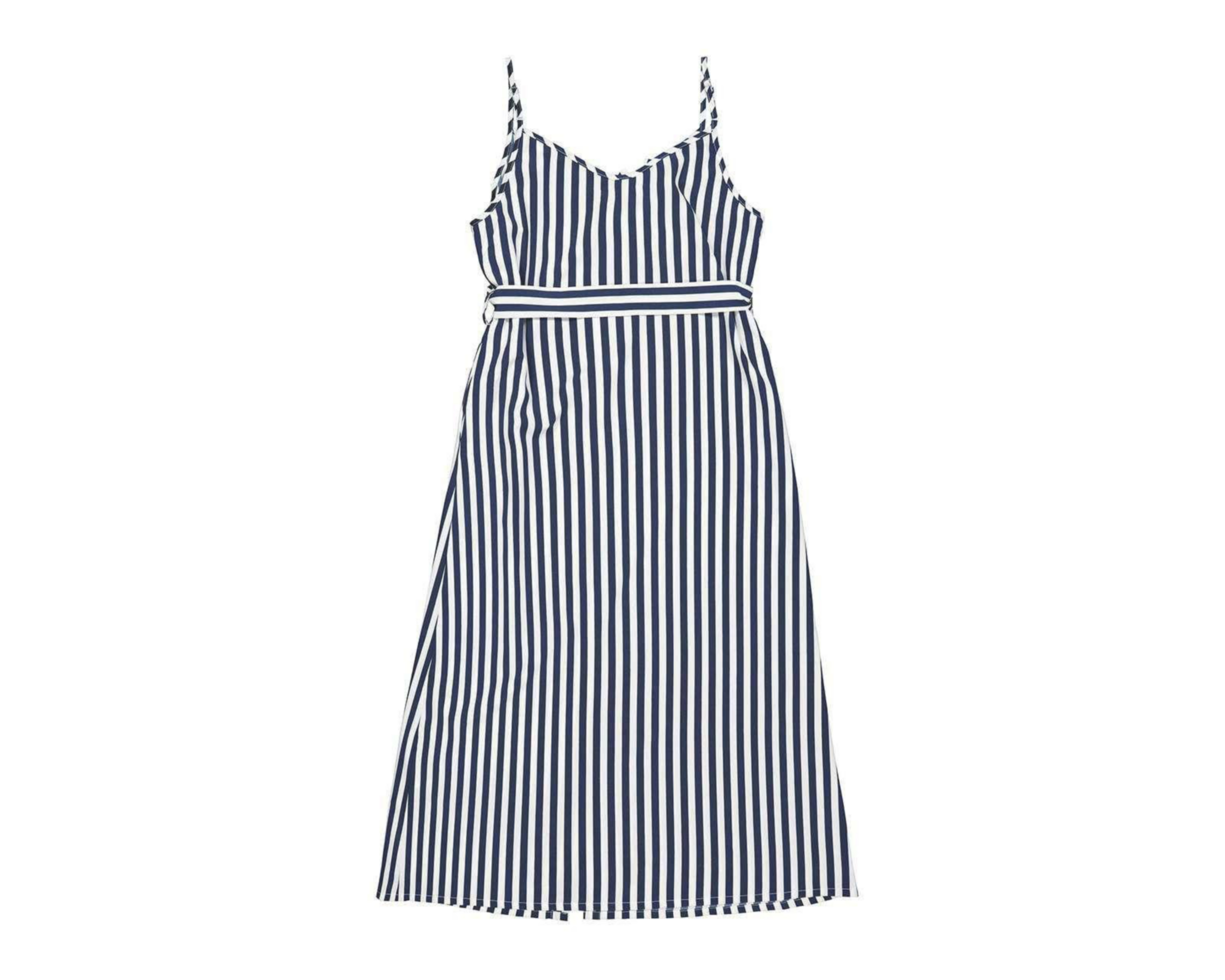 Foto 7 pulgar | Vestido Refill Casual a Rayas de Tirantes con Cinto