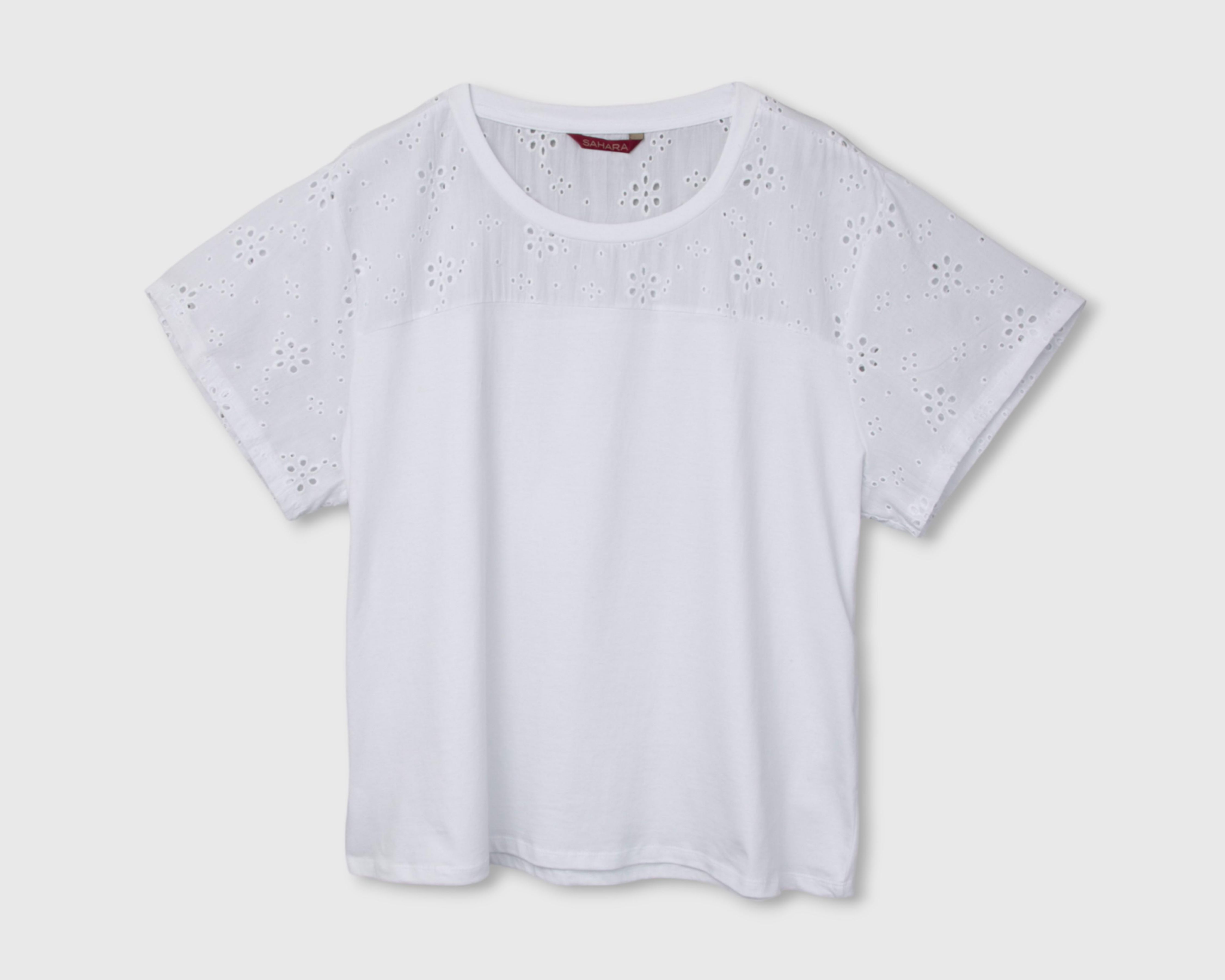 Foto 2 pulgar | Blusa Sahara Manga Corta Blanca