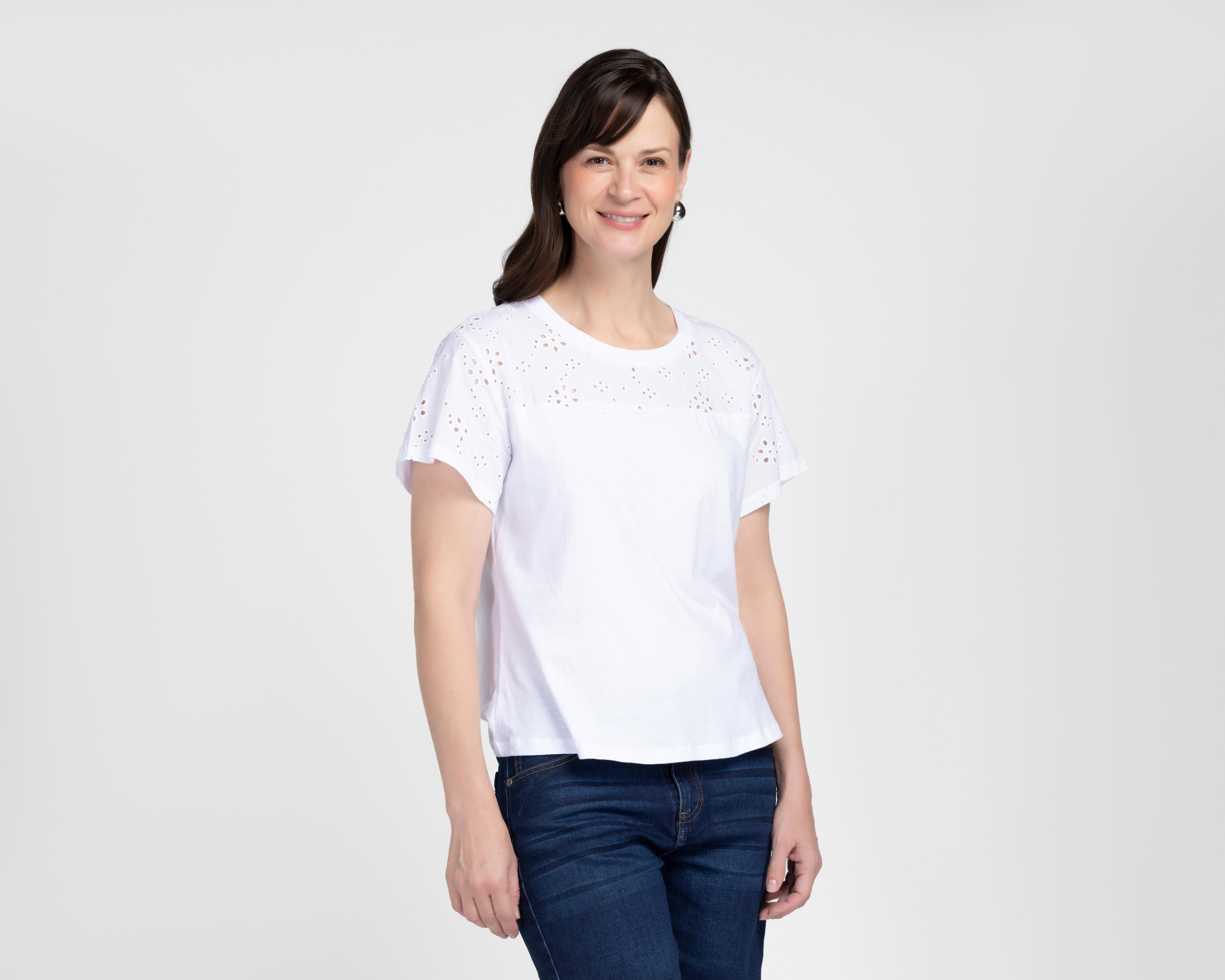Blusa Lady Sun Manga Corta Blanca $249
