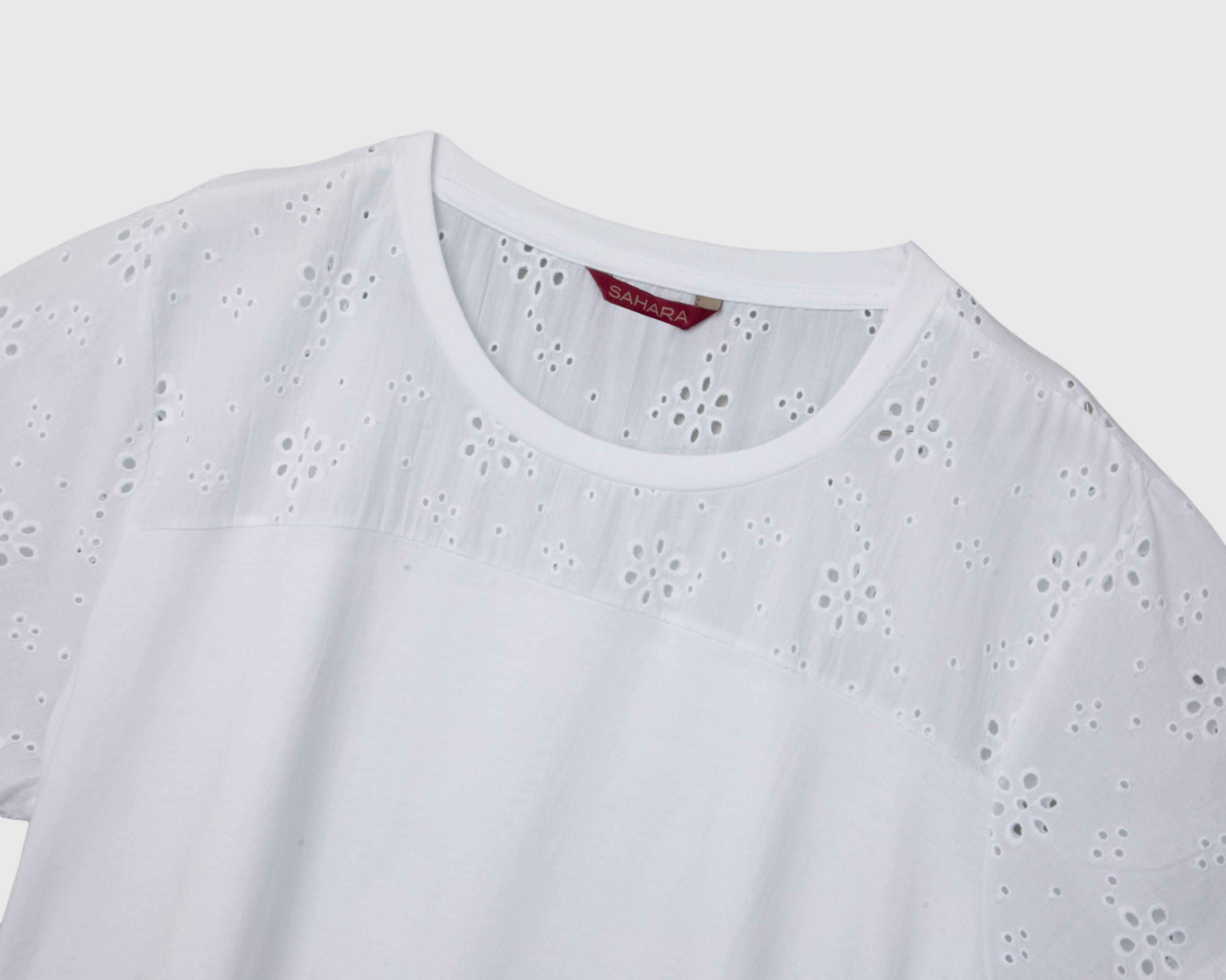 Foto 4 pulgar | Blusa Sahara Manga Corta Blanca
