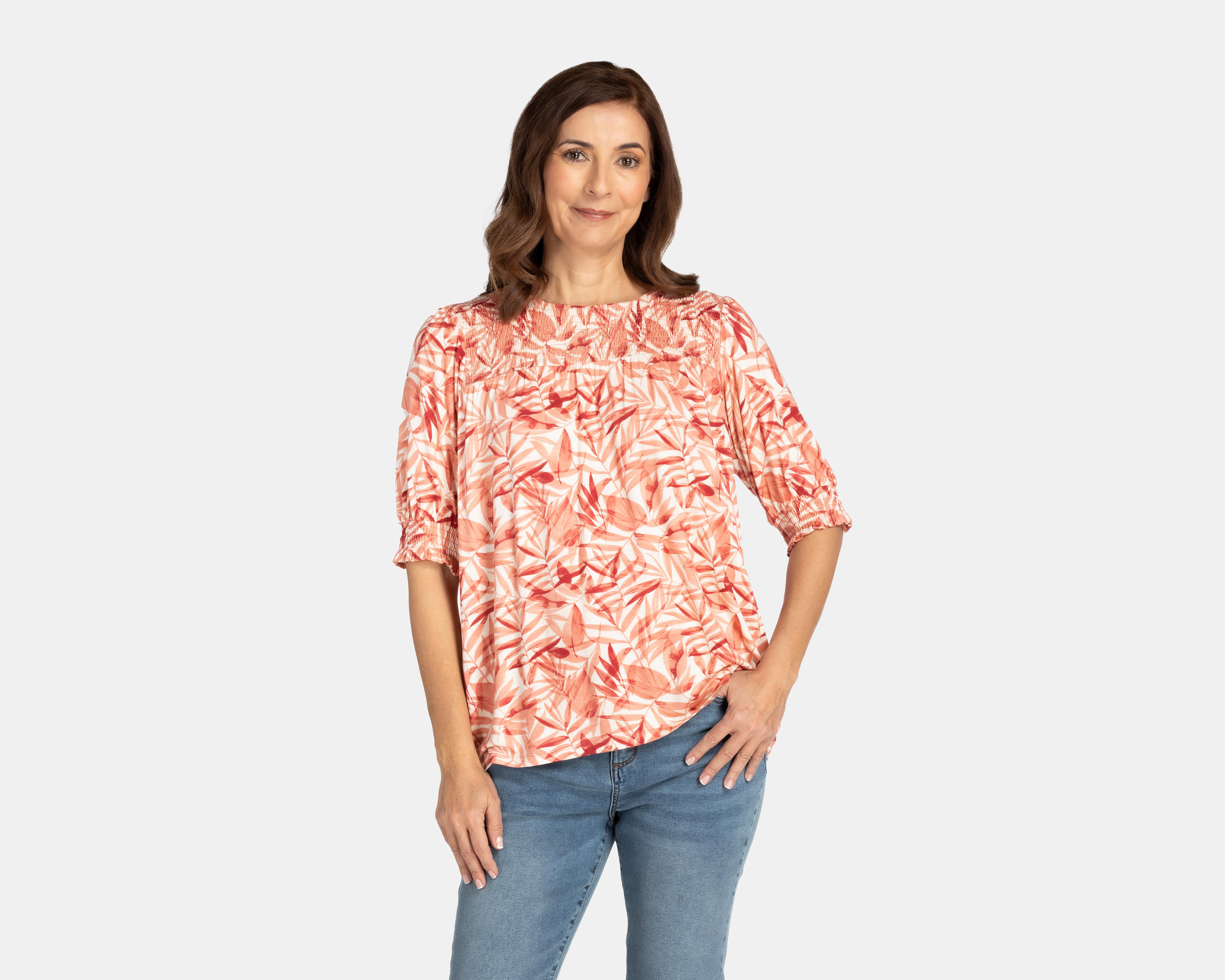 Blusa Lady Sun Manga Corta con Estampado Floral