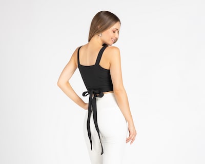 Foto 3 | Crop Top Jennifer Lopez Negro con Tirantes