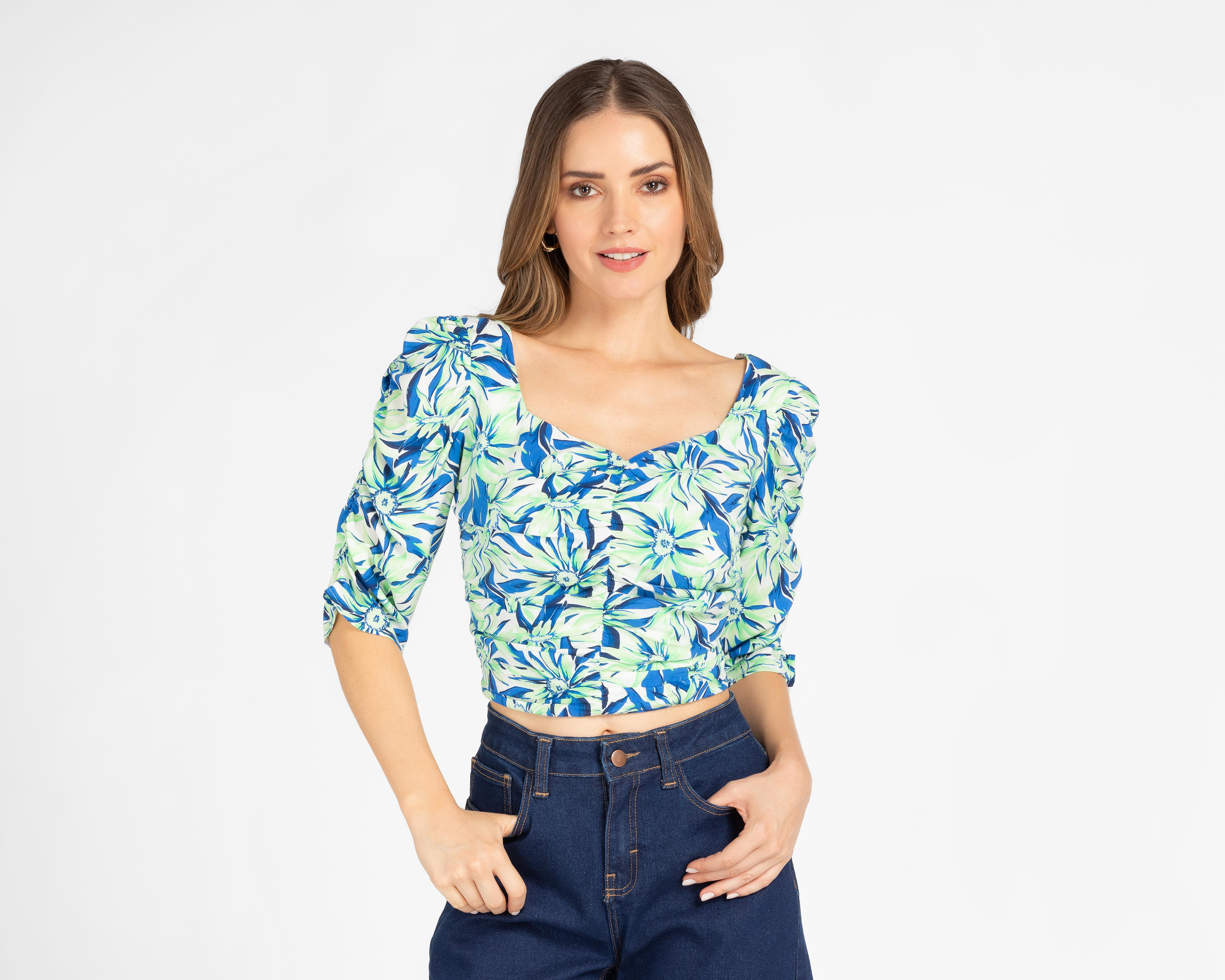 Foto 2 pulgar | Blusa Sahara Manga Corta con Estampado Floral