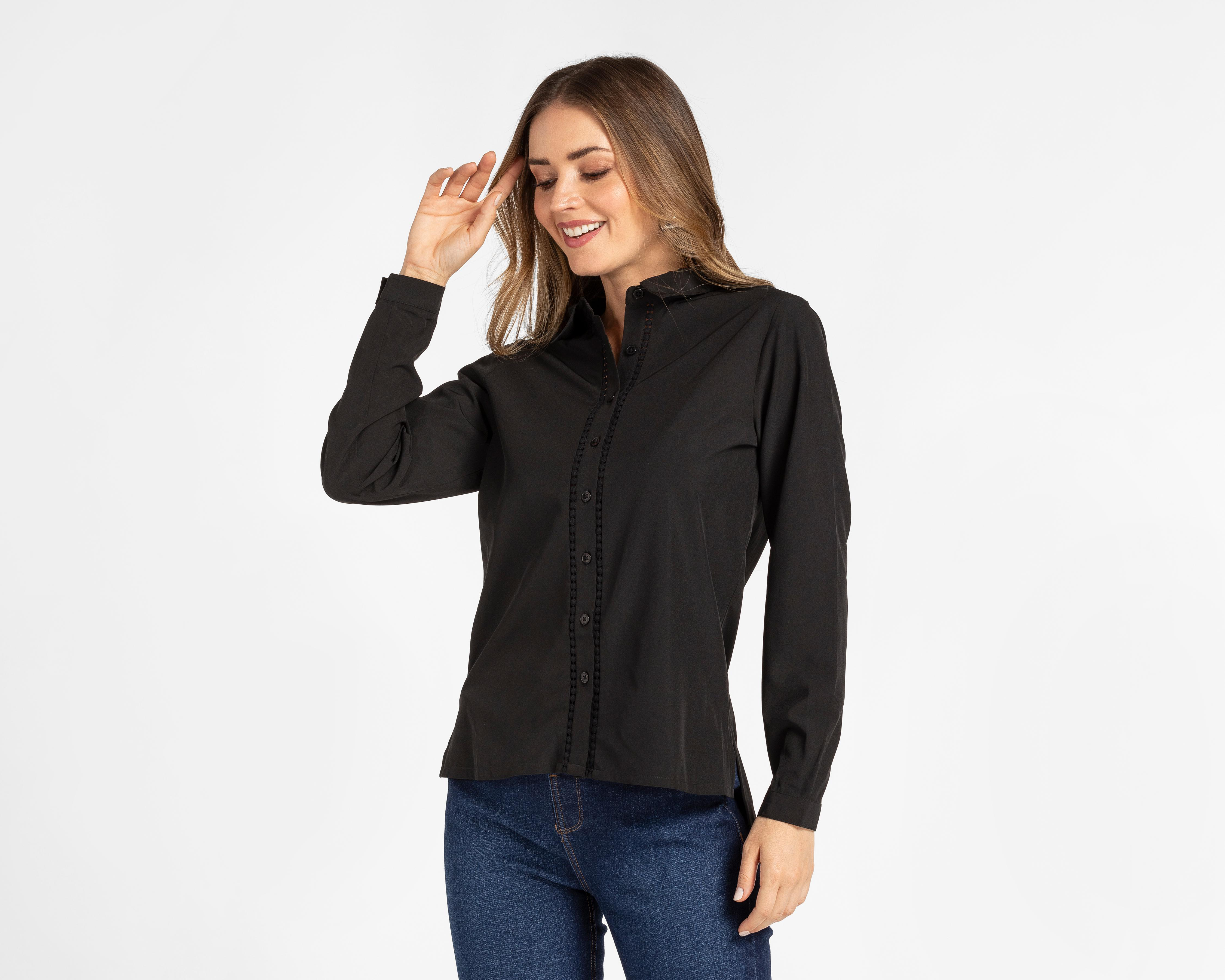 Blusa Sahara Manga Larga Negra