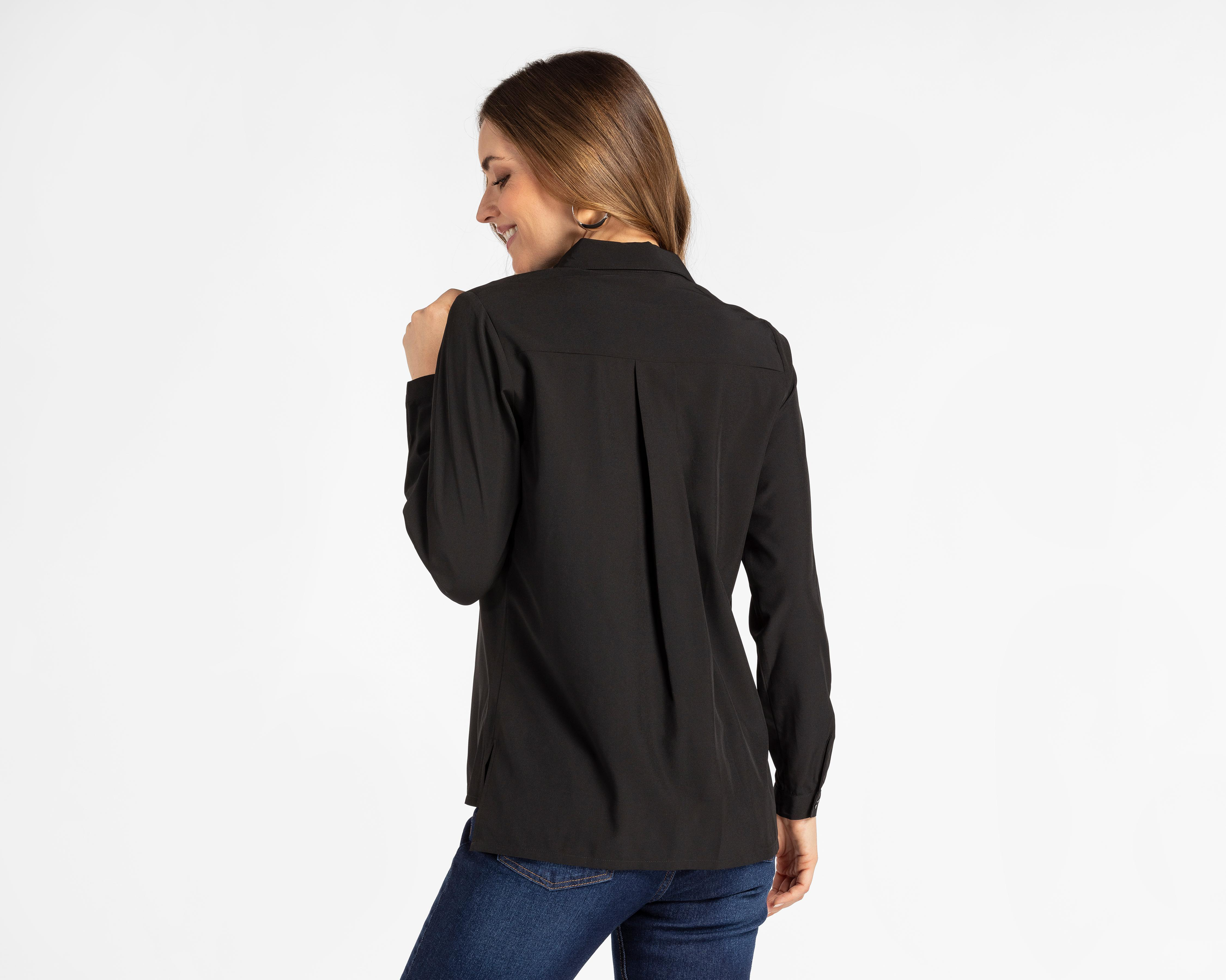 Foto 4 pulgar | Blusa Sahara Manga Larga Negra