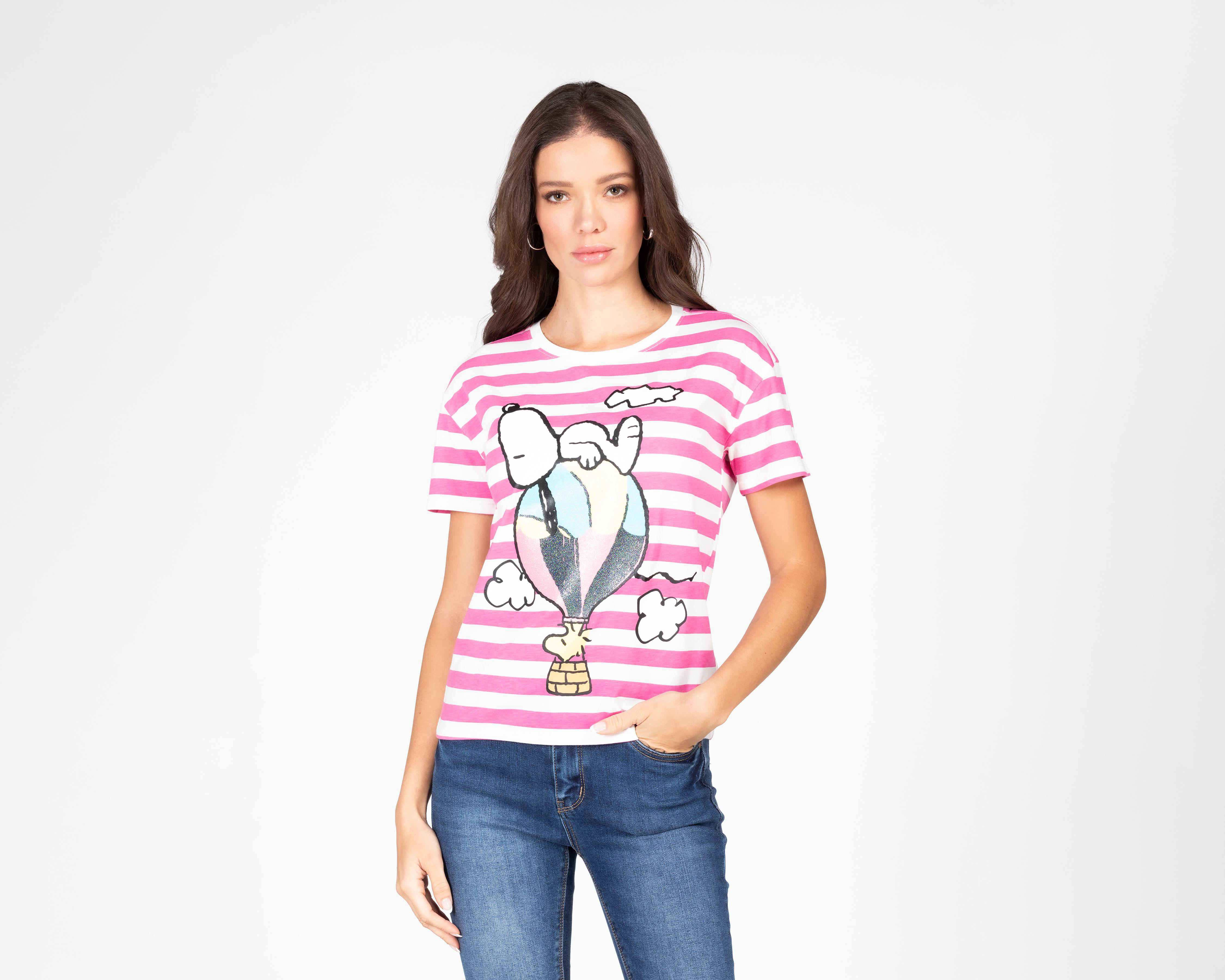 Foto 2 pulgar | Playera Peanuts Manga Corta para Mujer