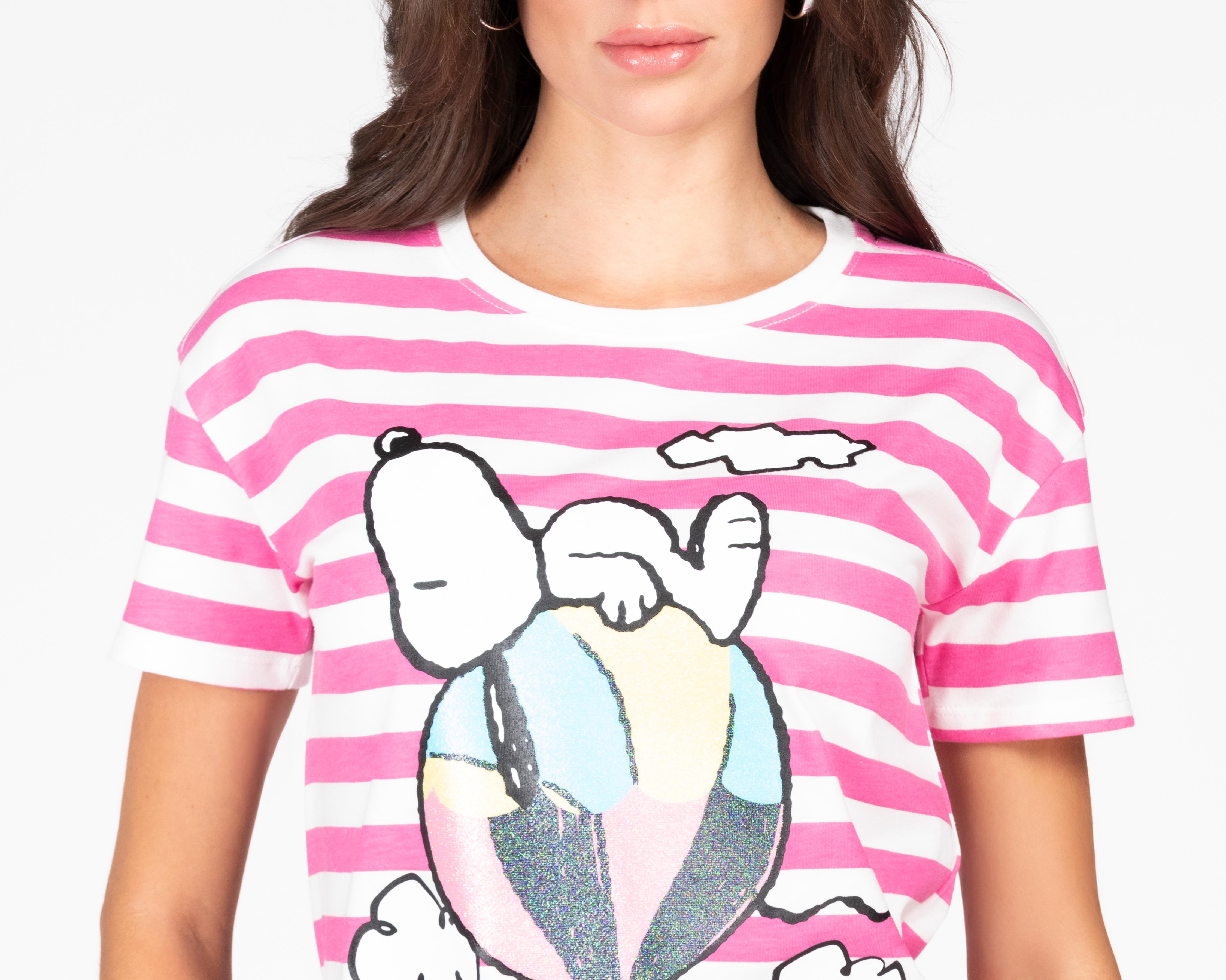 Foto 4 pulgar | Playera Peanuts Manga Corta para Mujer