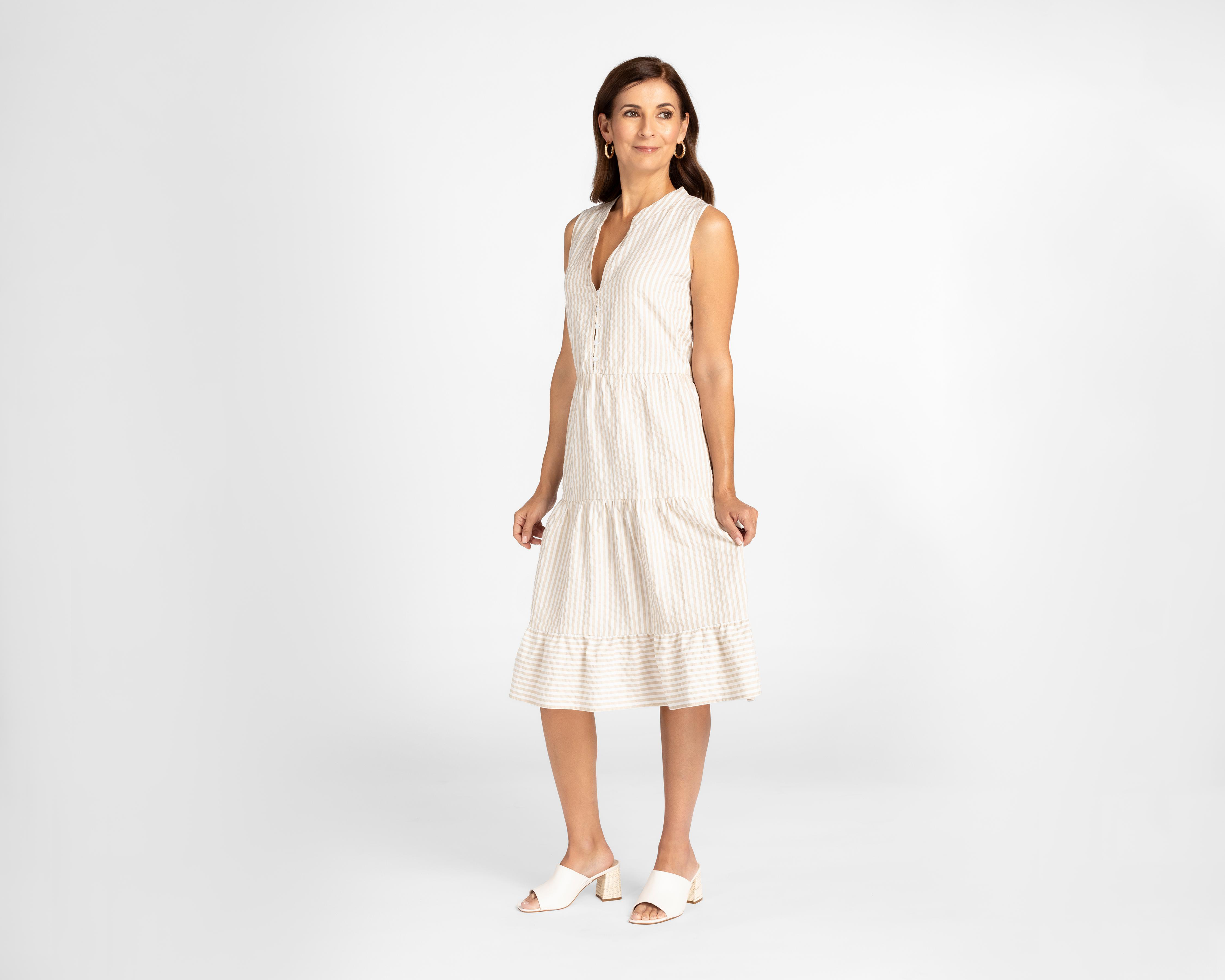 Vestido Lady Sun Casual con Estampado a Rayas