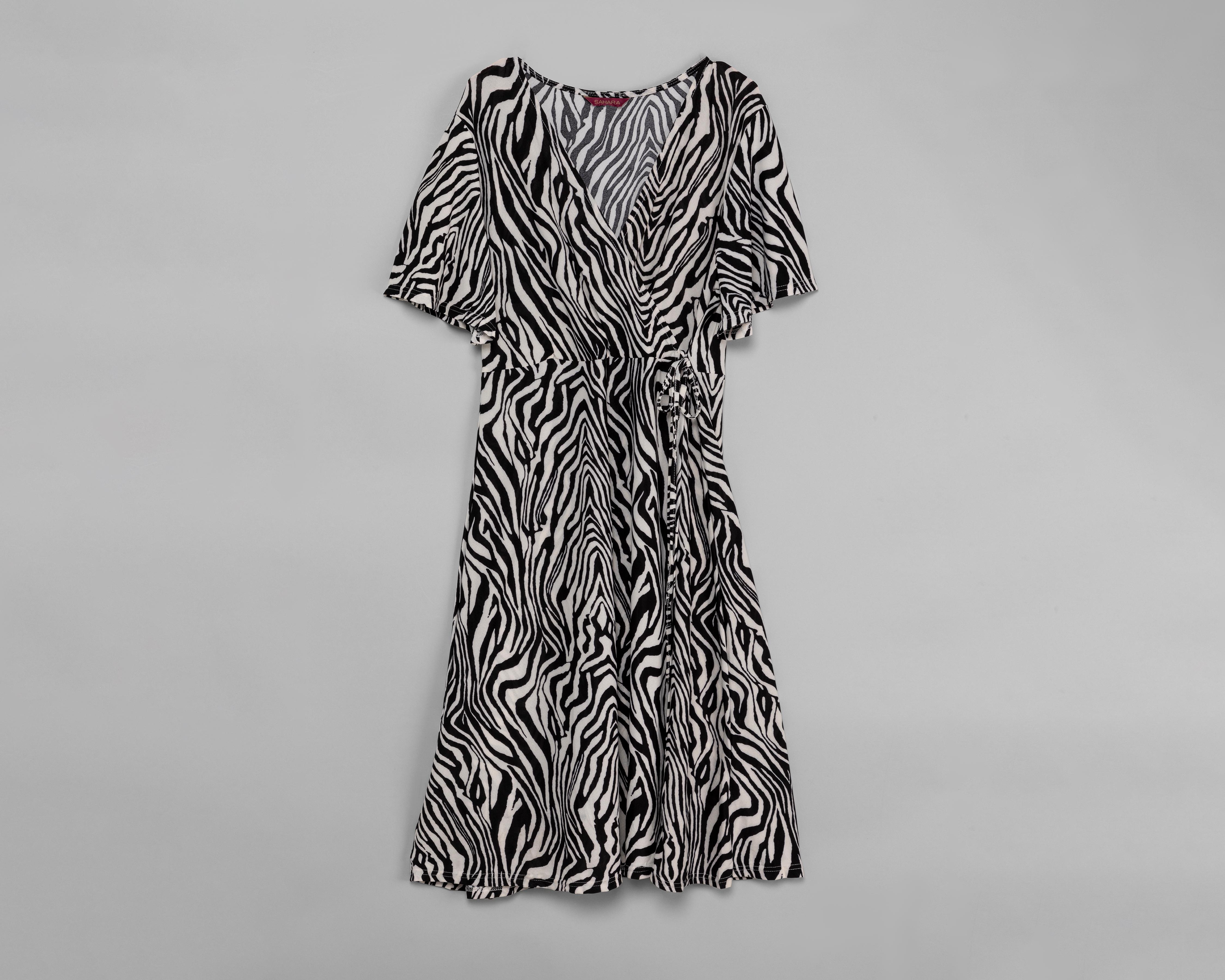 Foto 2 pulgar | Vestido Sahara Casual Animal Print Escote Cruzado