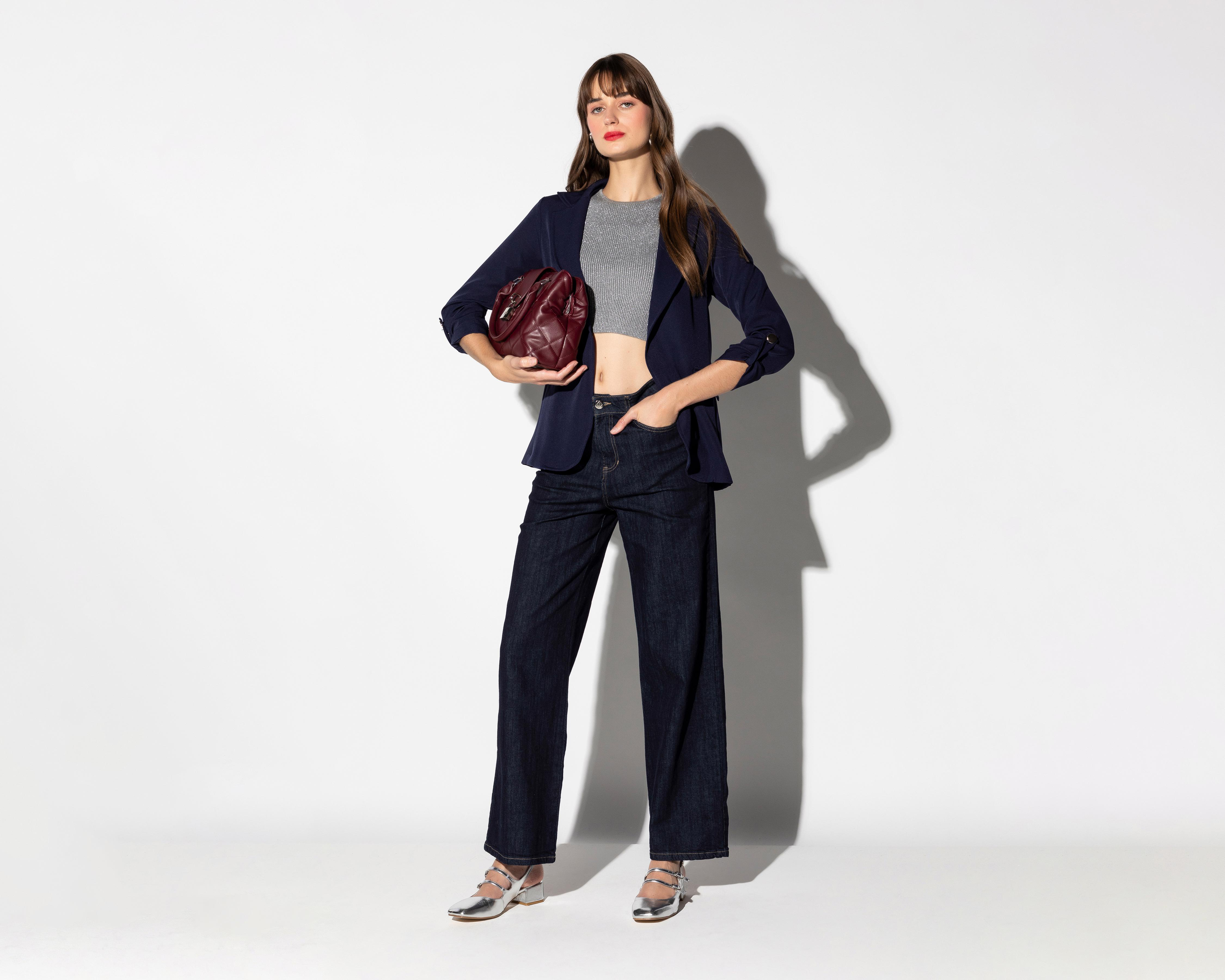 Blazer Azul Marino Strona para Mujer