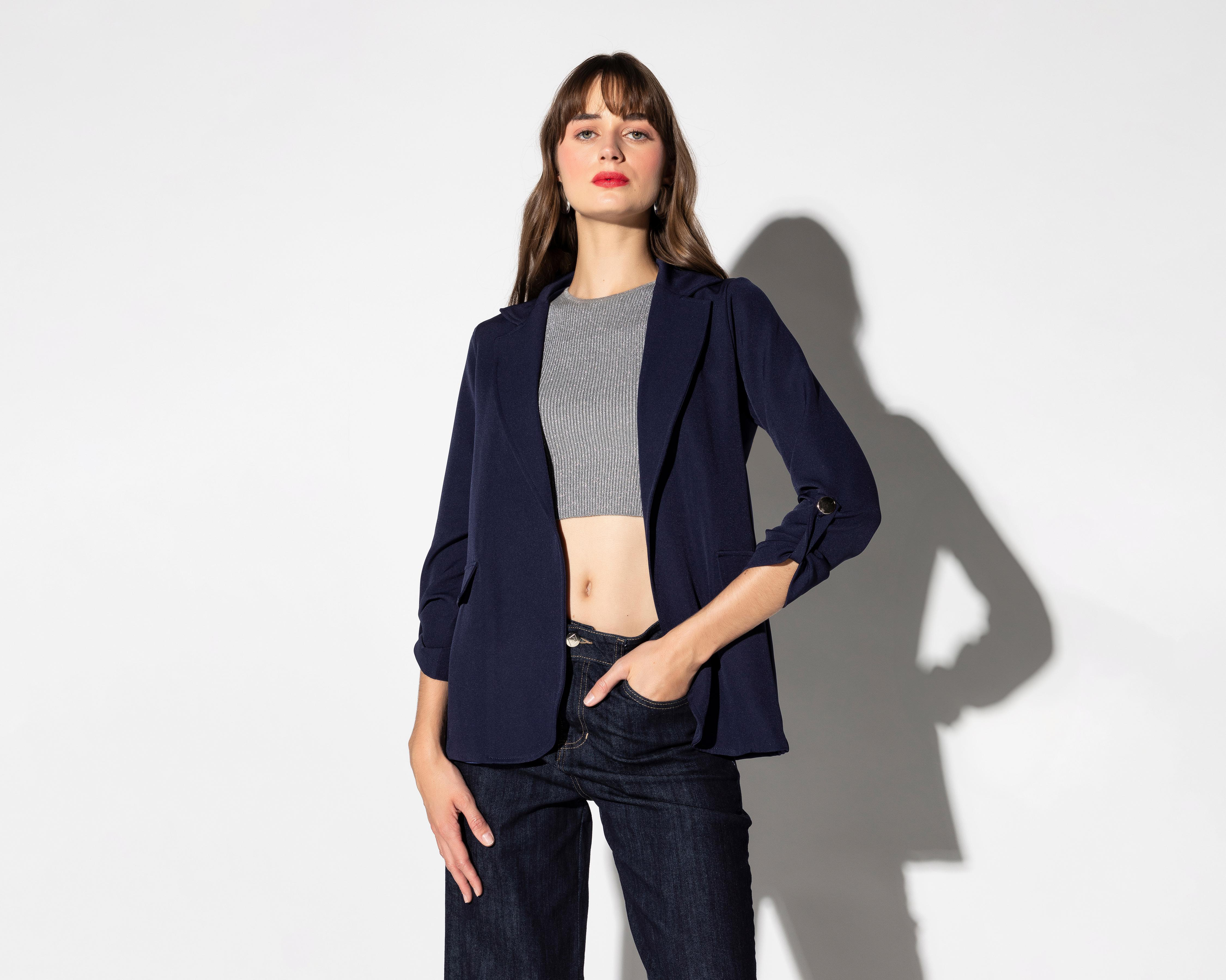 Foto 2 | Blazer Azul Marino Strona para Mujer