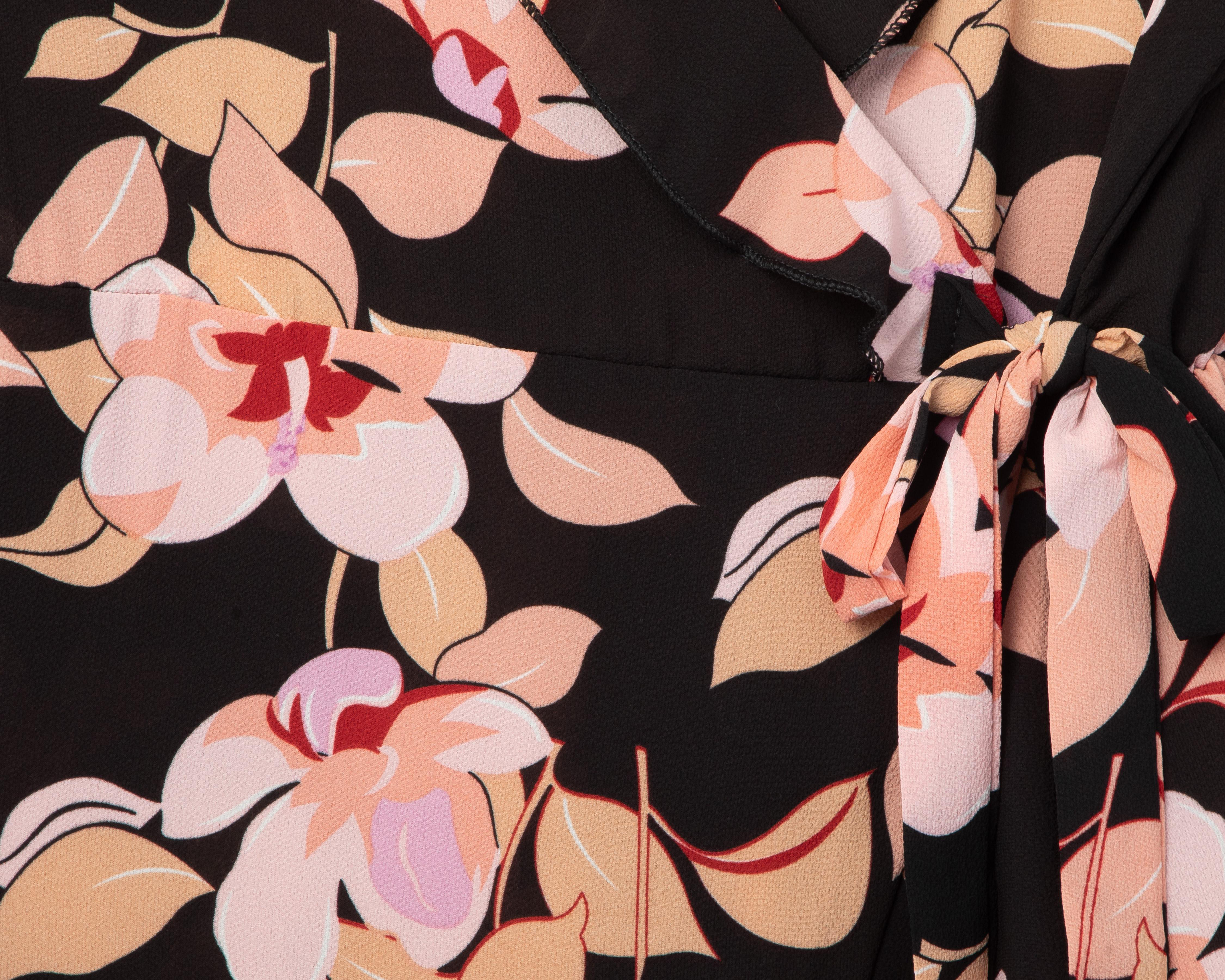 Foto 4 pulgar | Vestido Casual Sahara Escote Cruzado con Estampado de Flores