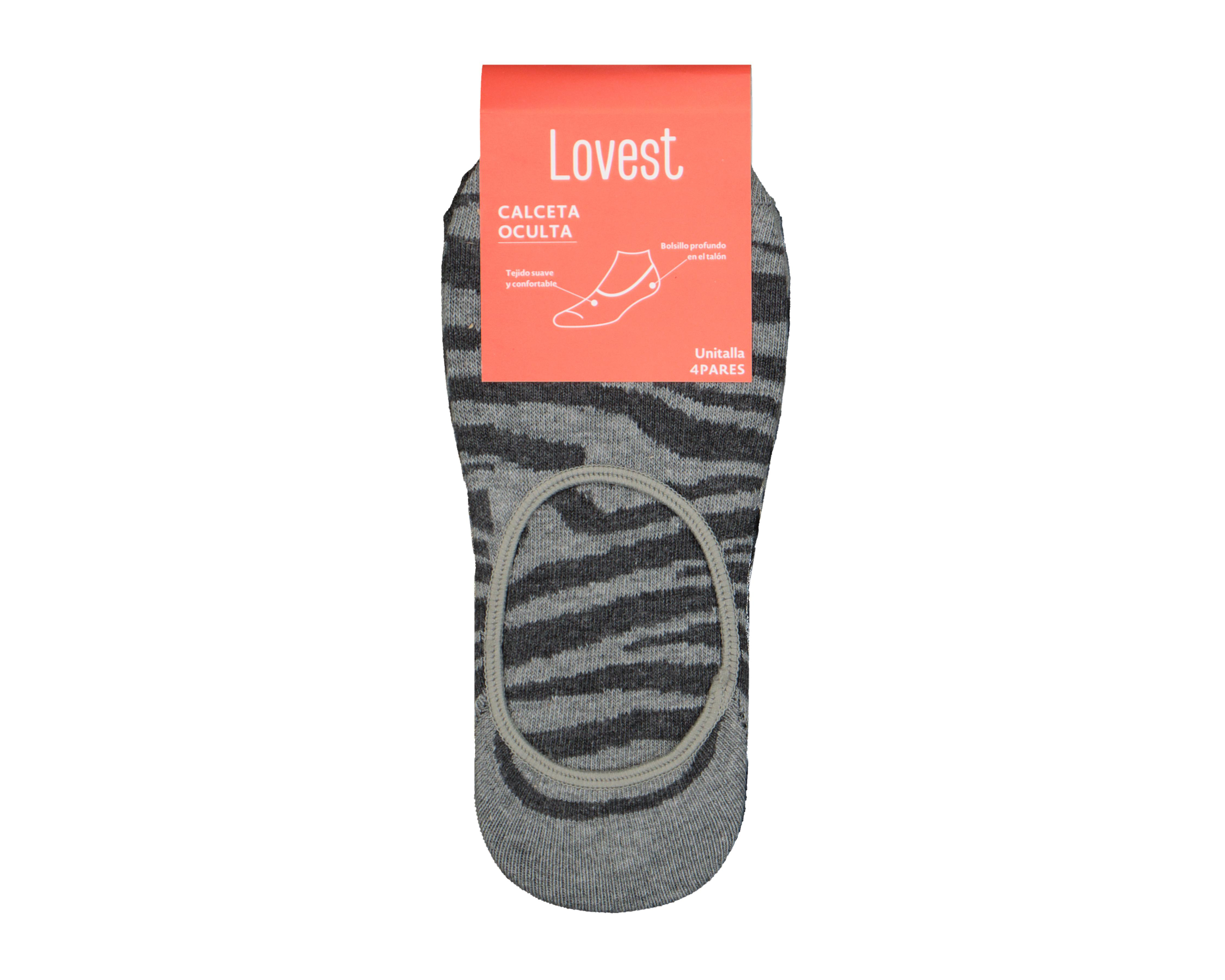 Foto 4 pulgar | Calcetas Invisibles Lovest para Mujer 4 Pares