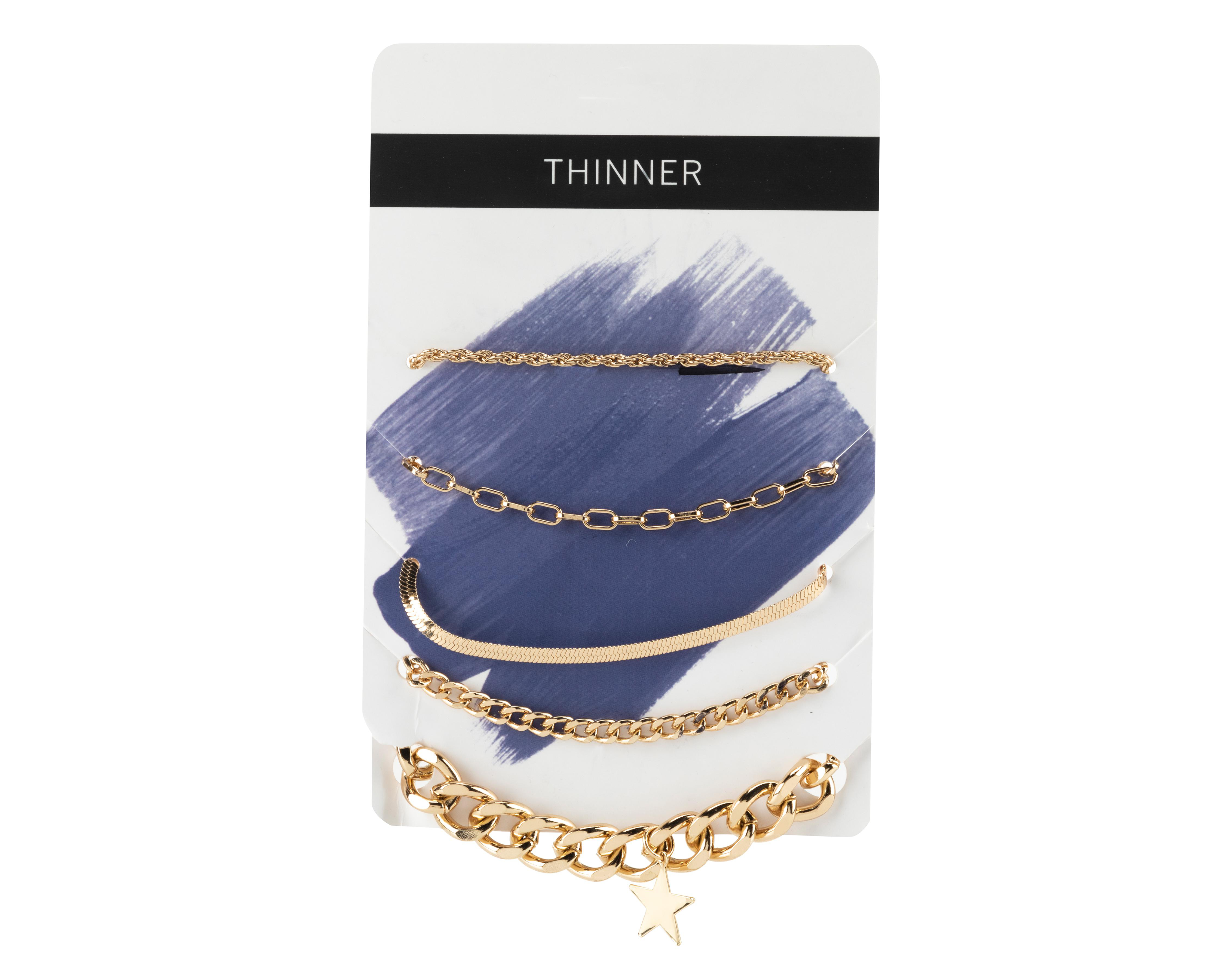 Pulseras Thinner Doradas 5 Piezas $59