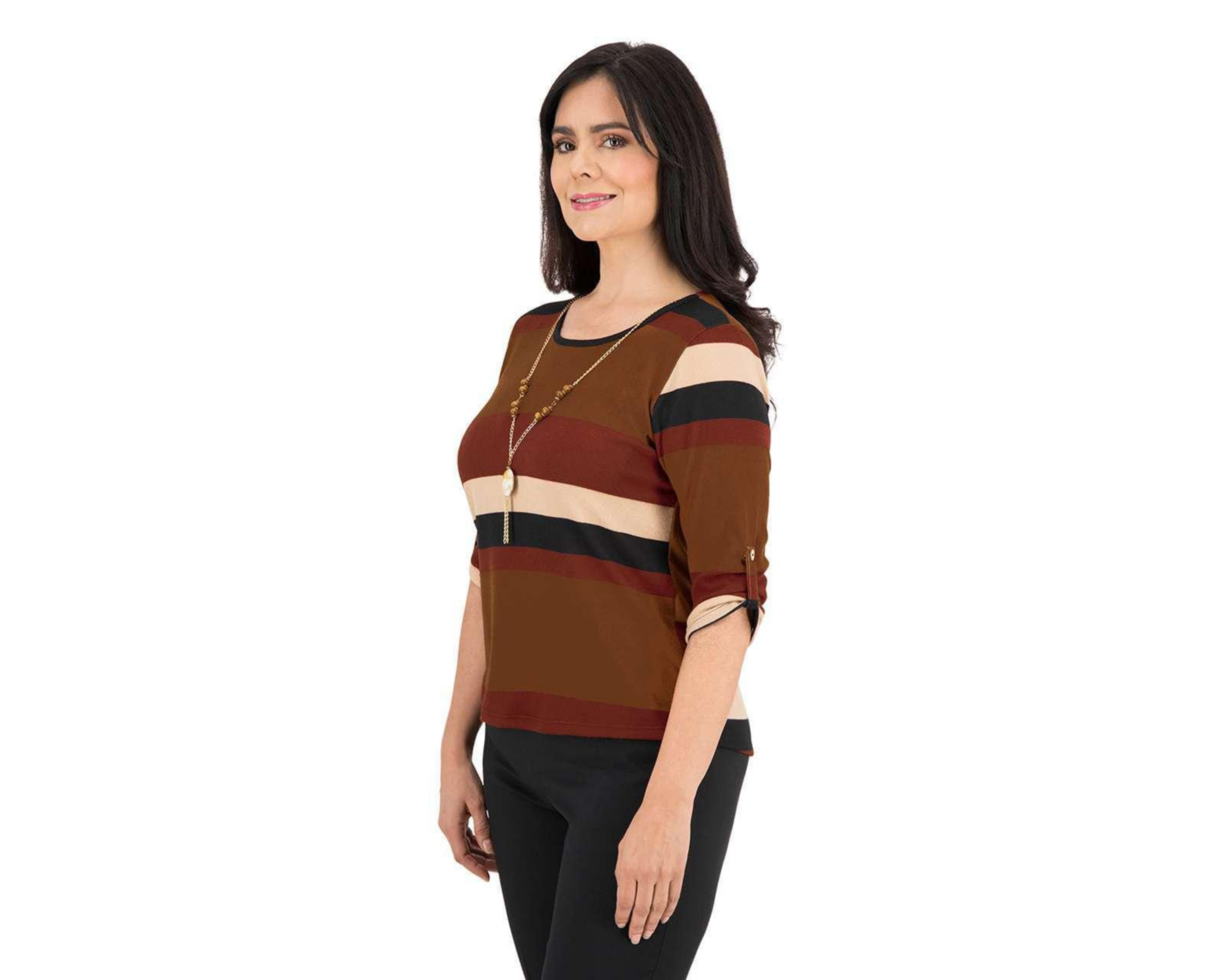 Foto 2 pulgar | Blusa Sahara Café con Collar