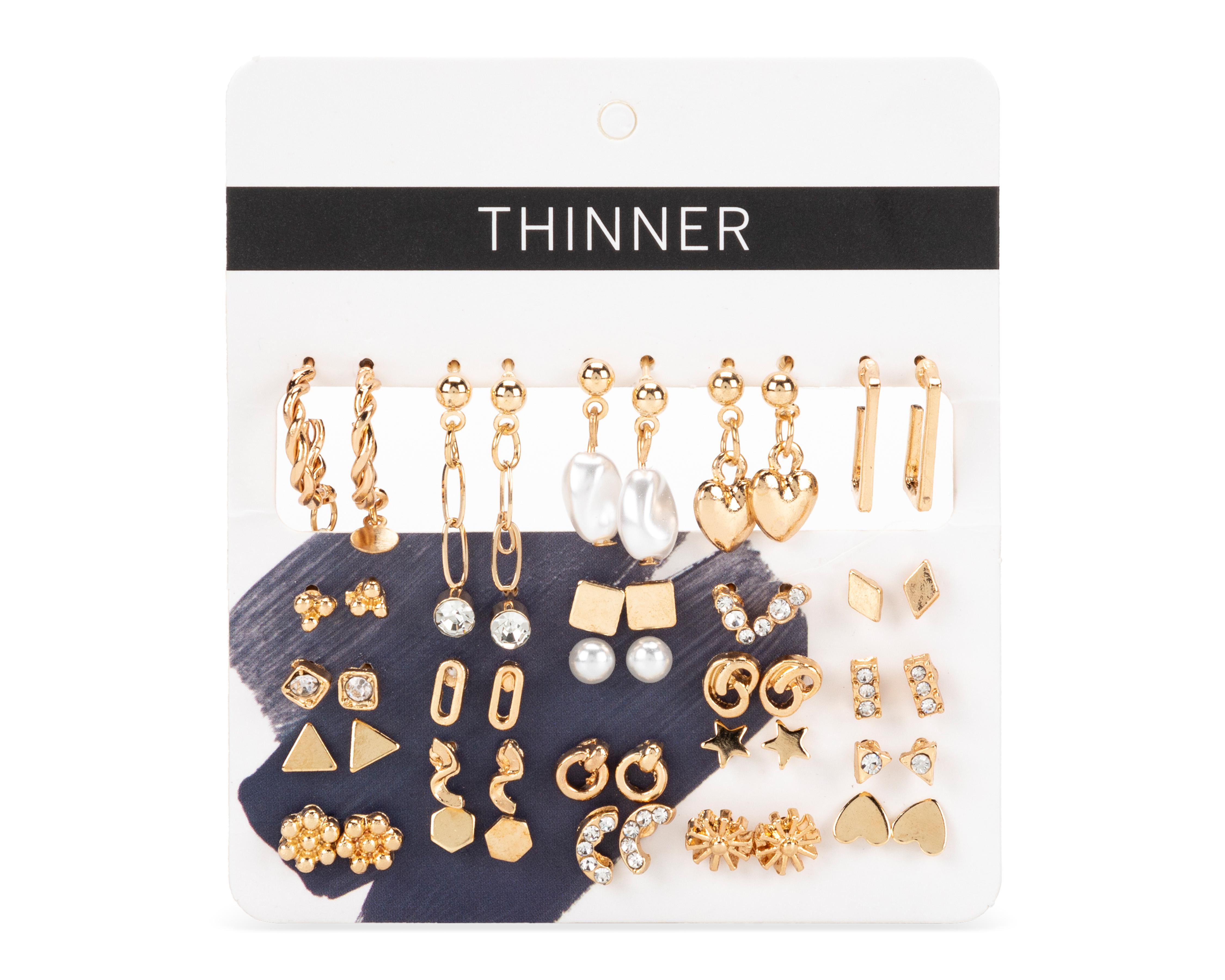 Foto 2 pulgar | Aretes Thinner Dorados 25 Pares