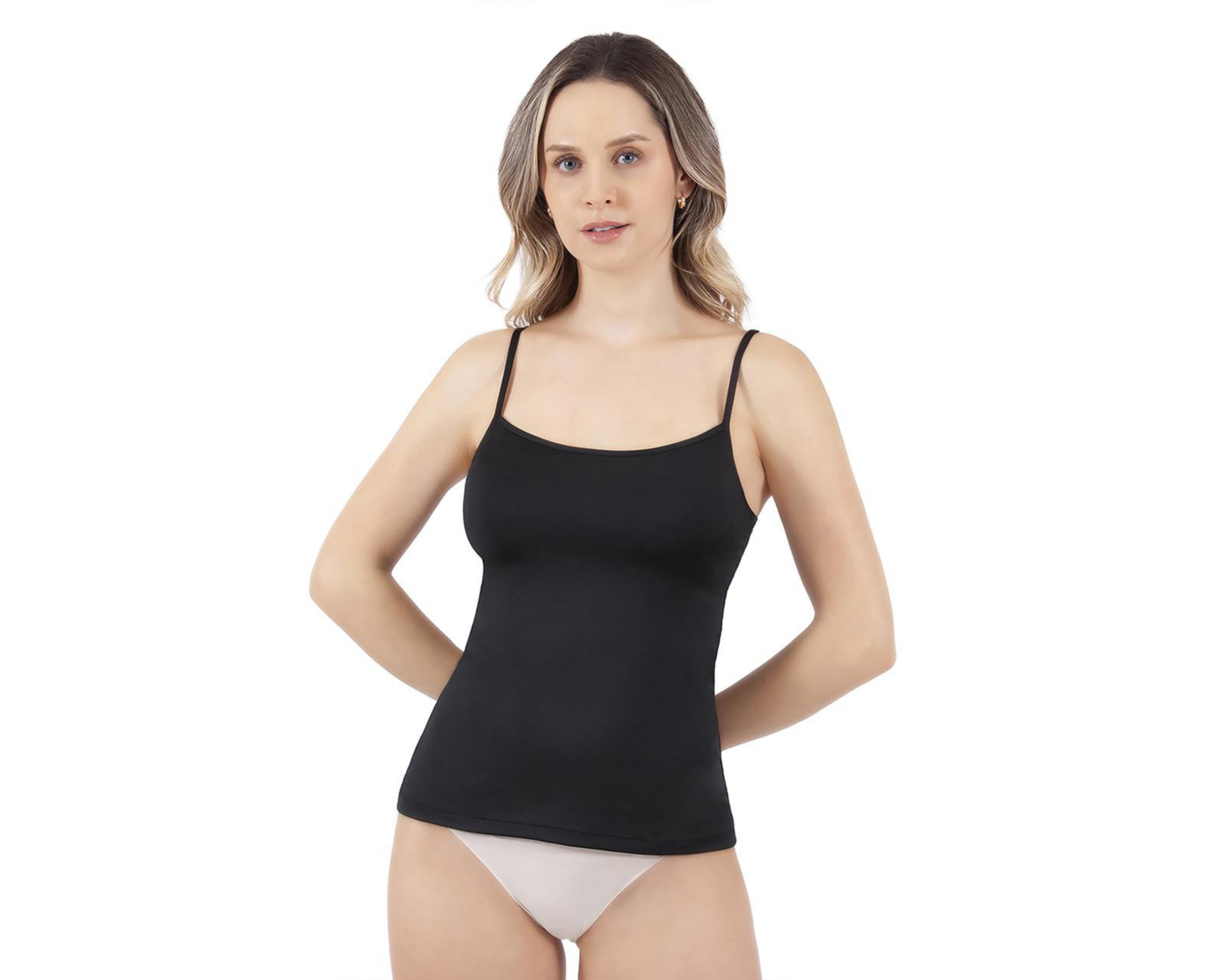 Camiseta Control Lyssette Baja Compresión Negra para Mujer