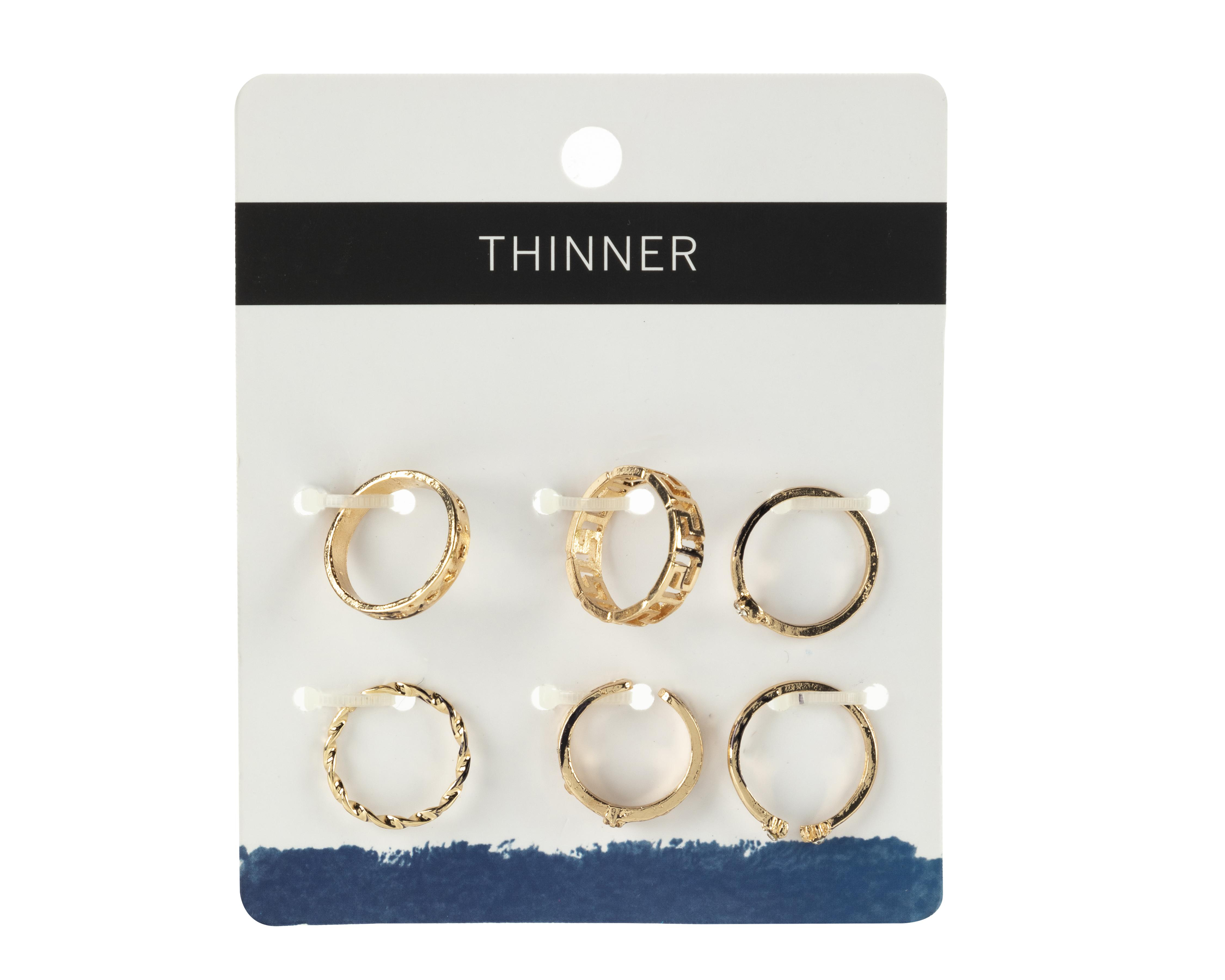 Anillos Thinner Dorados 6 Piezas $89