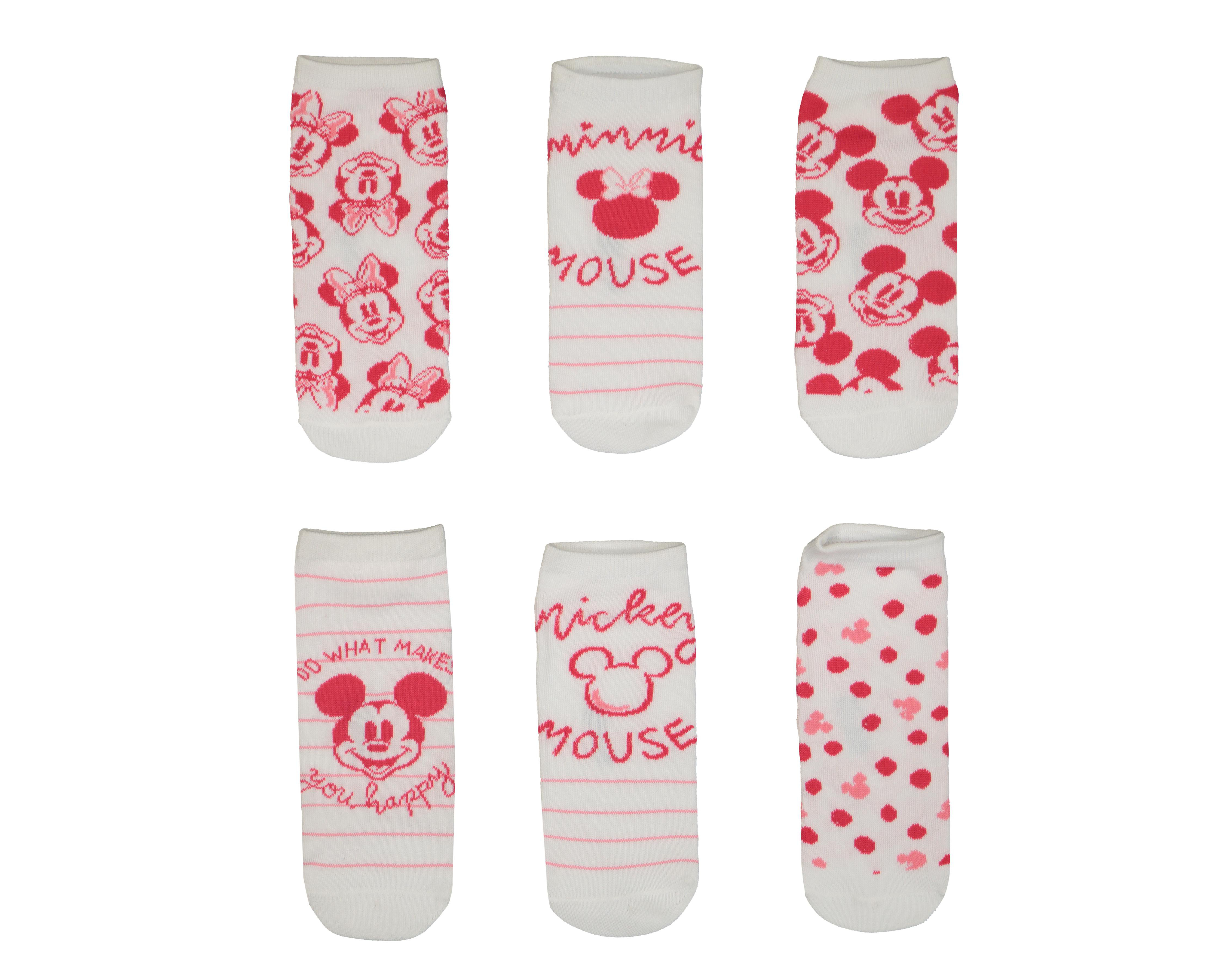 Calcetas Cortas Disney Mickey Mouse Estampadas para Niña 6 Pares