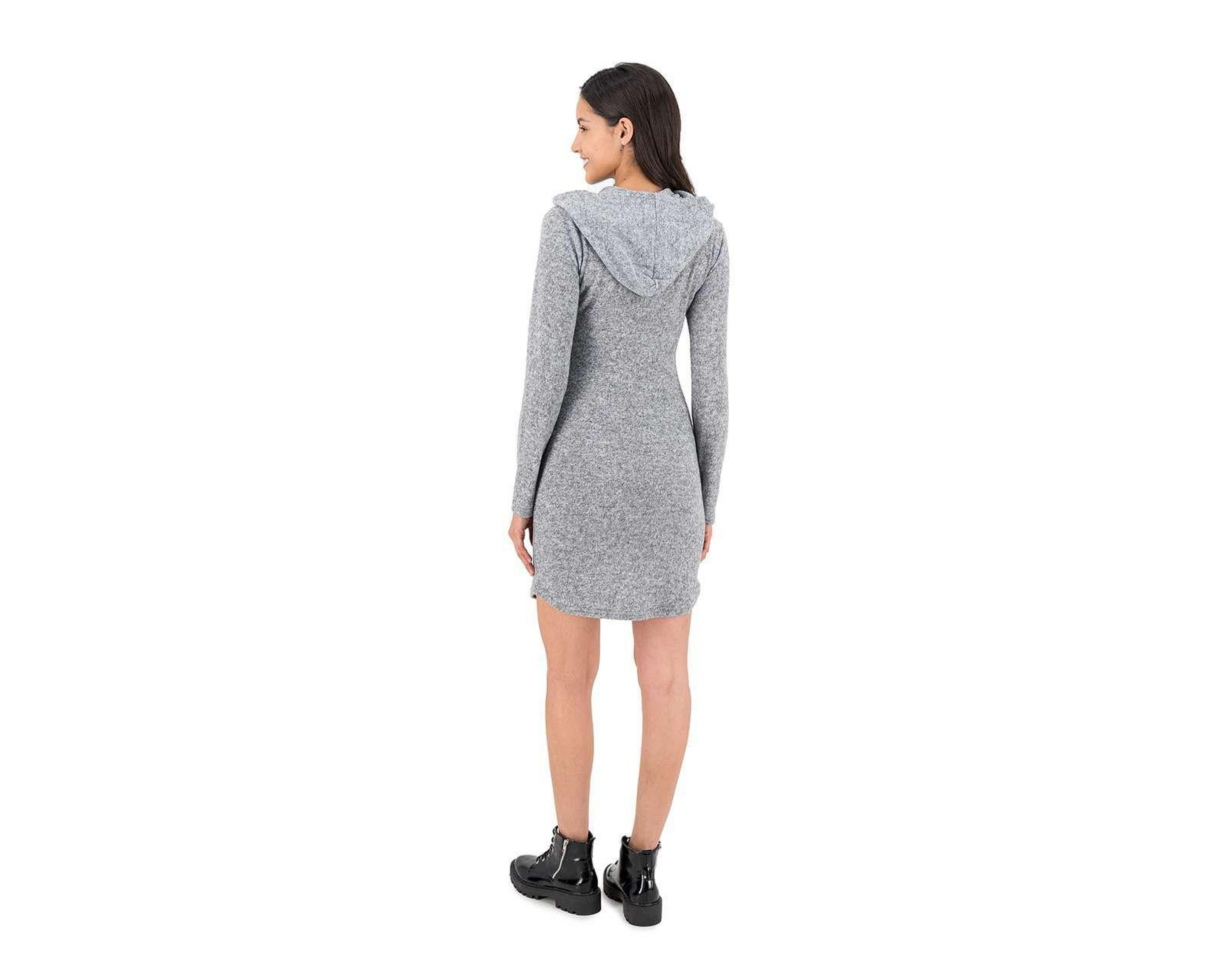 Foto 4 pulgar | Vestido Refill con Manga Larga y Capucha Gris