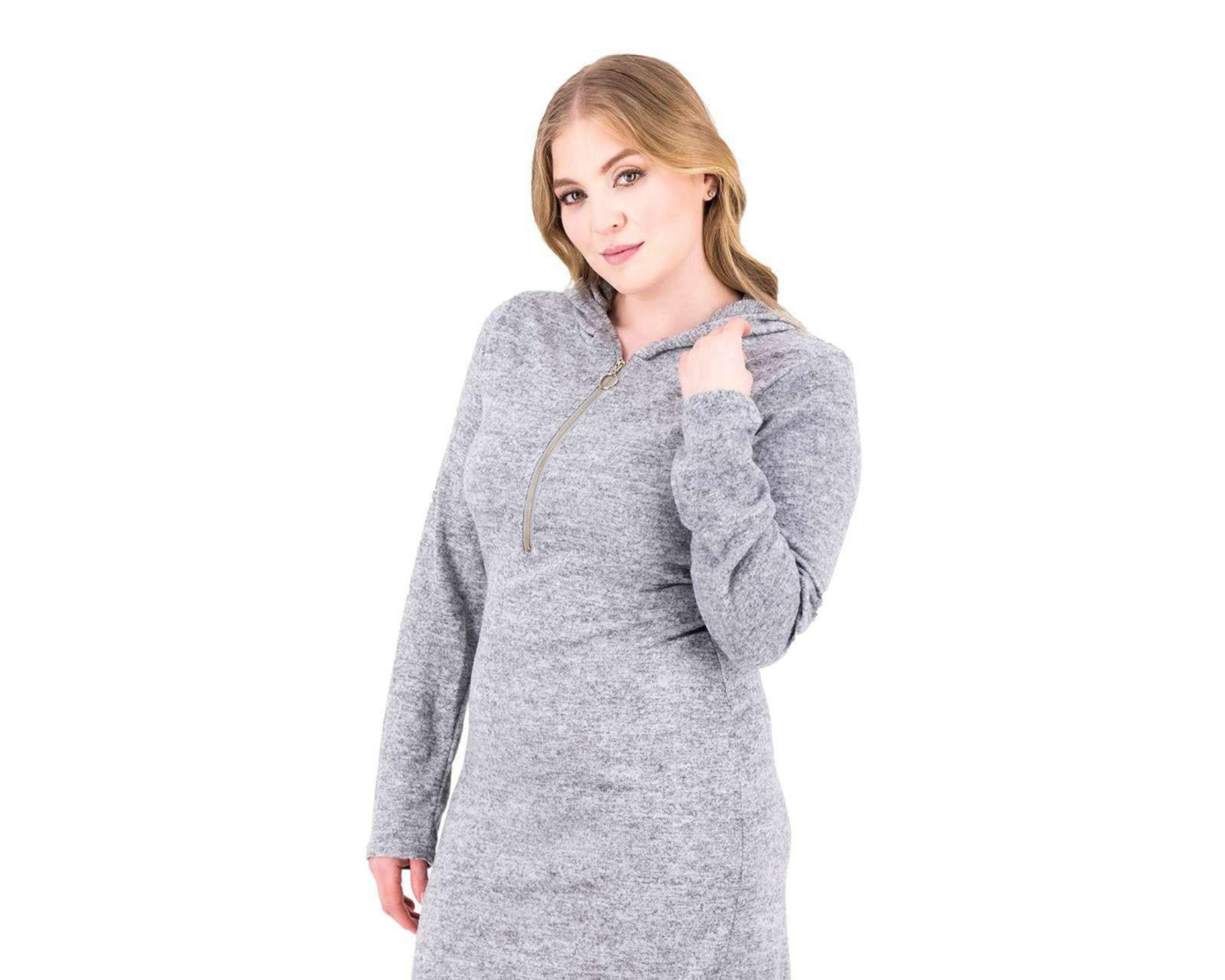 Foto 5 pulgar | Vestido Refill con Manga Larga y Capucha Gris