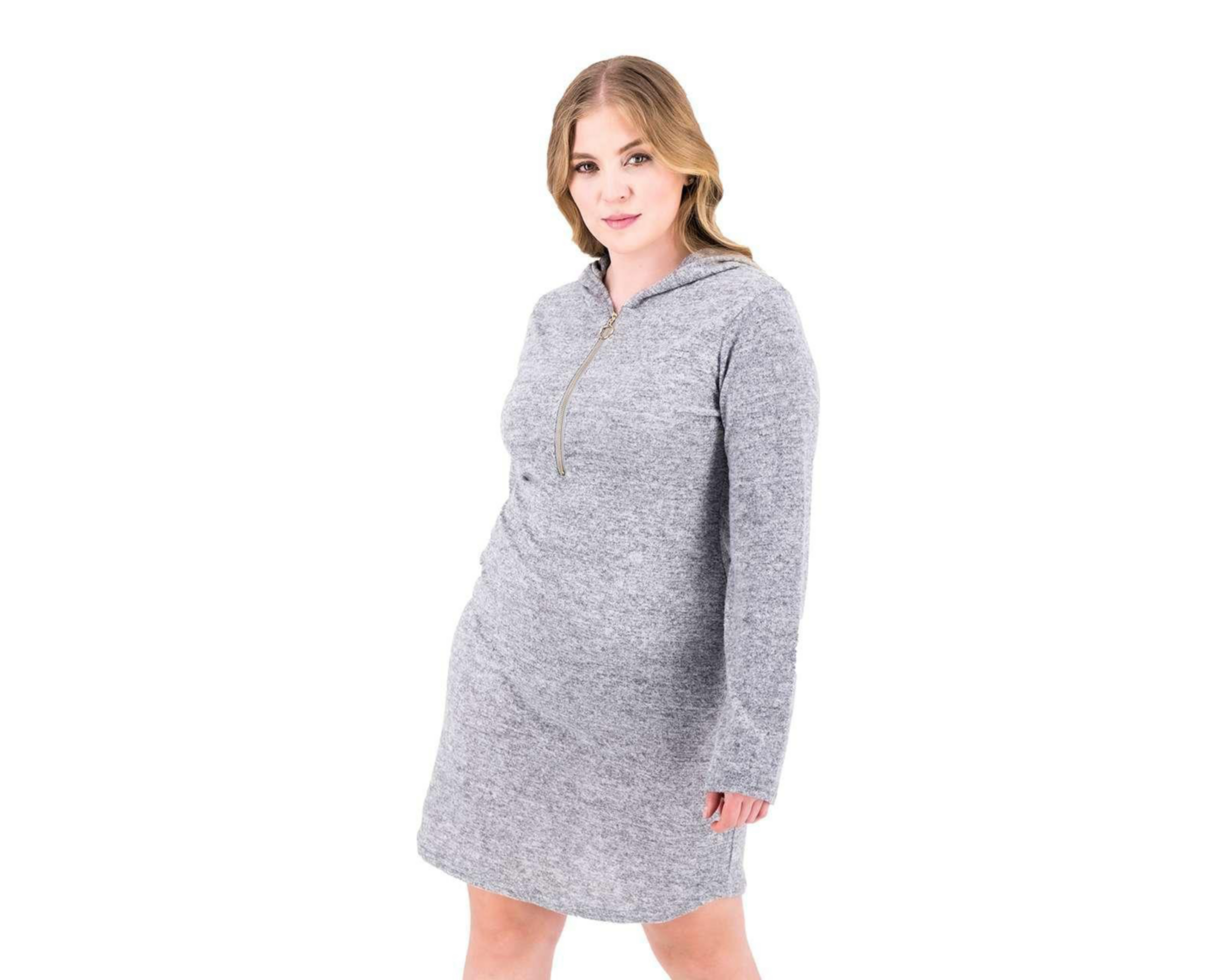 Foto 6 pulgar | Vestido Refill con Manga Larga y Capucha Gris
