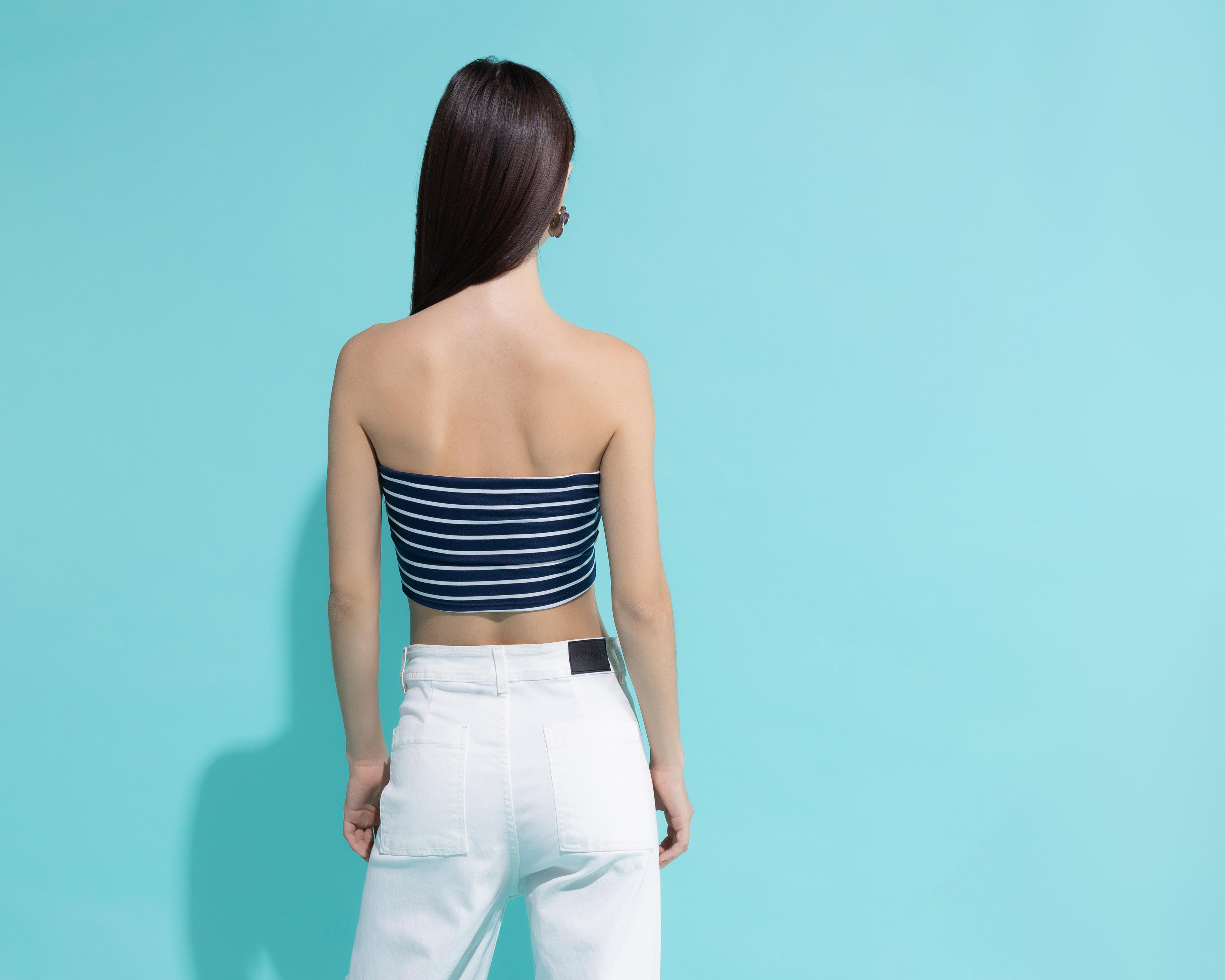 Foto 4 pulgar | Top Thinner Strapless a Rayas