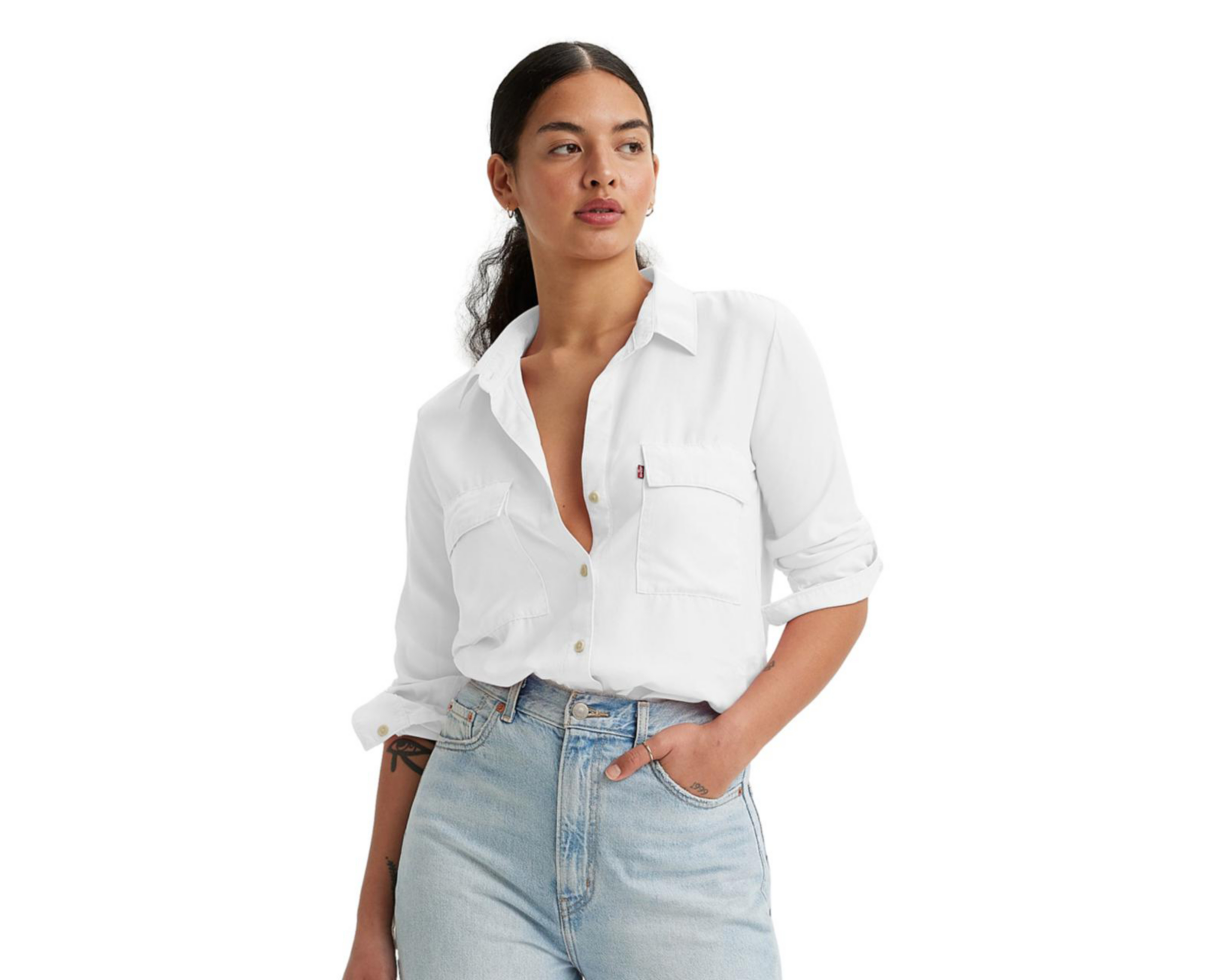 Camisa Levi's Blanca Manga Larga Ajustable